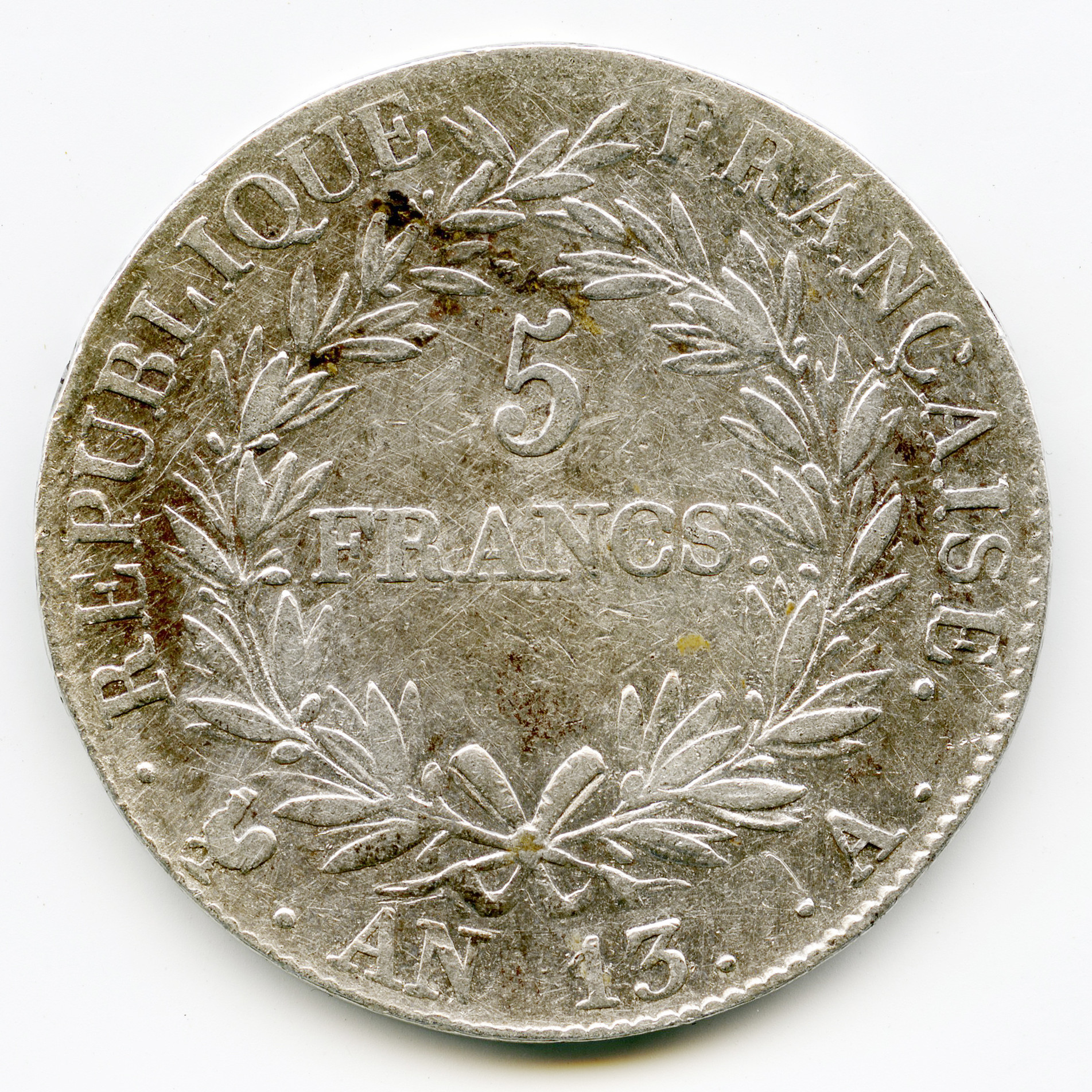 Napoléon Empereur - 5 Francs - An 13 A revers