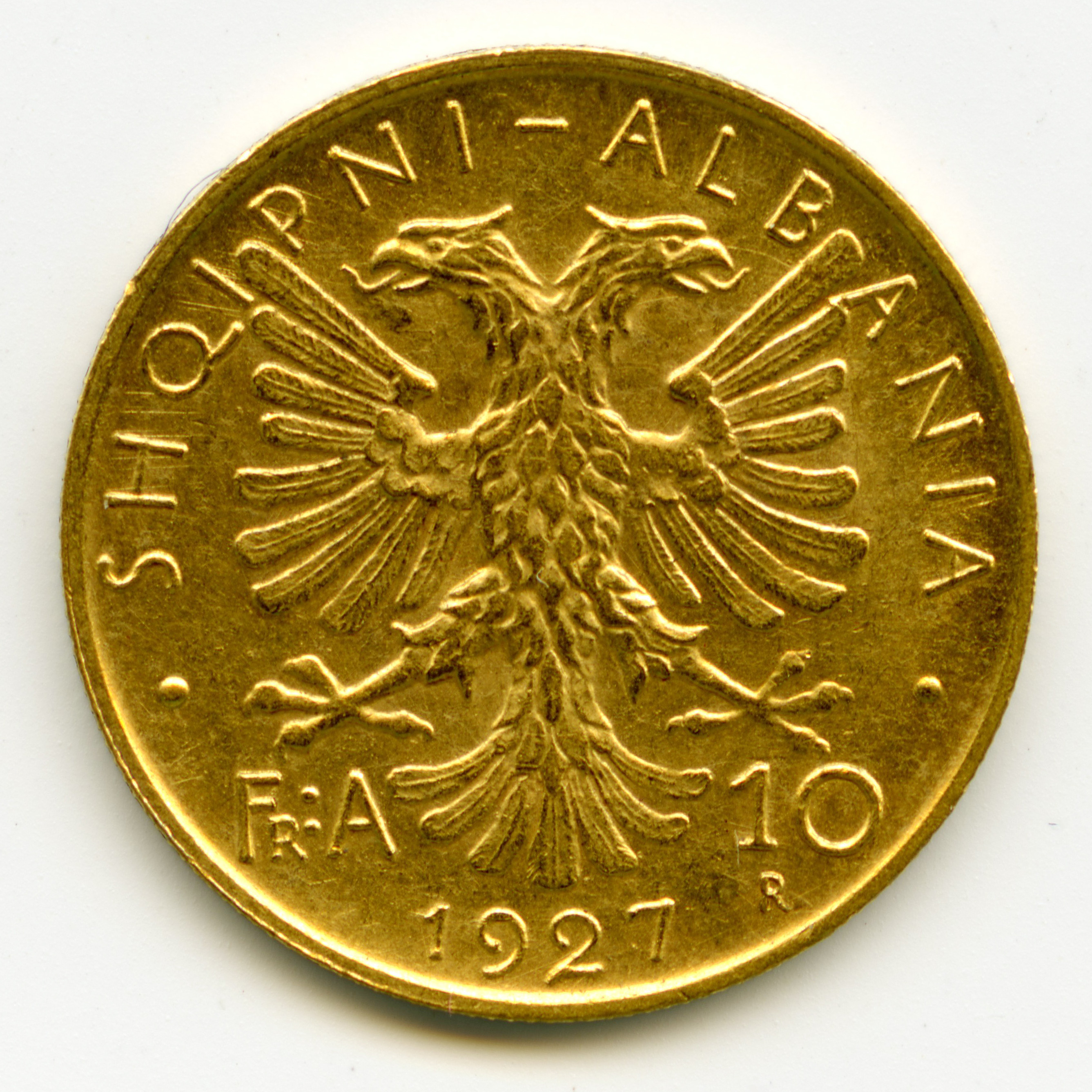 Albanie - 10 Franga Ari - 1927 R revers