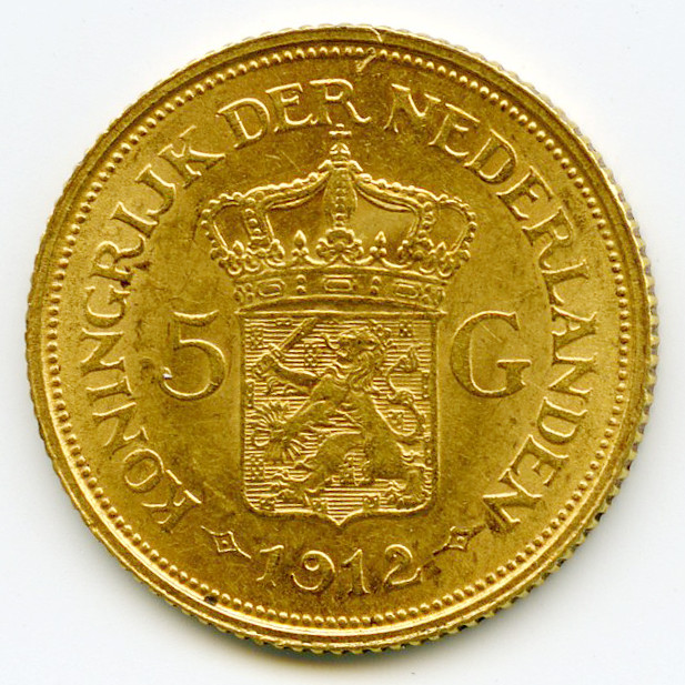 Pays-Bas - 5 Florins - 1912 revers Pays-Bas - 5 Florins - 1912 revers