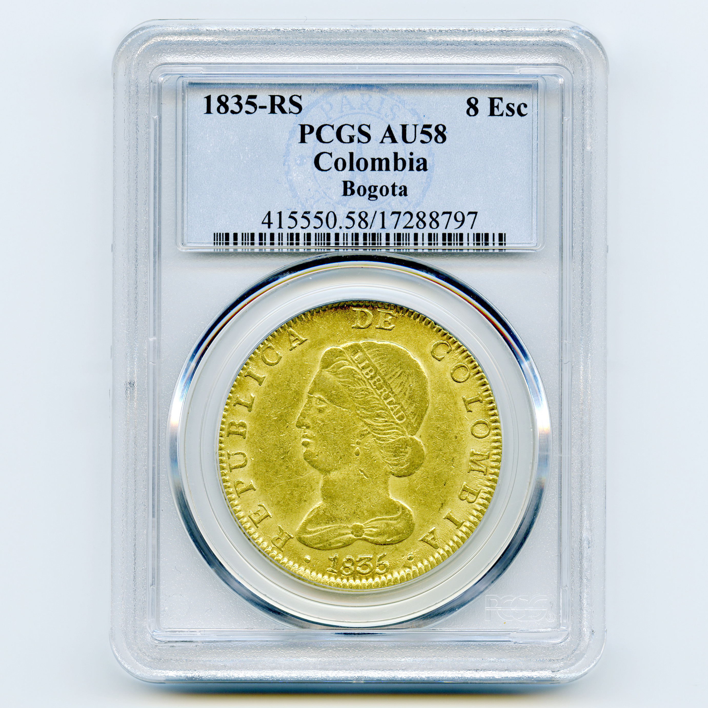 Colombie - 8 Escudos - 1835 RS avers Colombie - 8 Escudos - 1835 RS avers