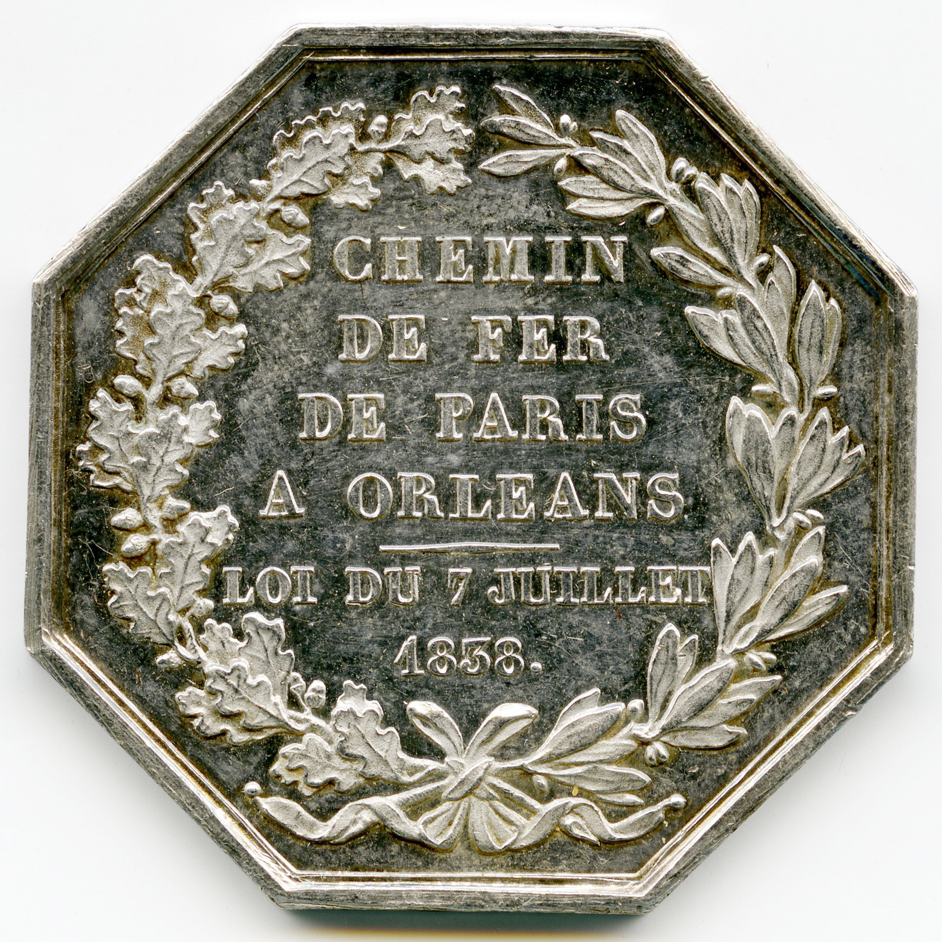 Chemin de fer de Paris à Orléans - 1838 revers