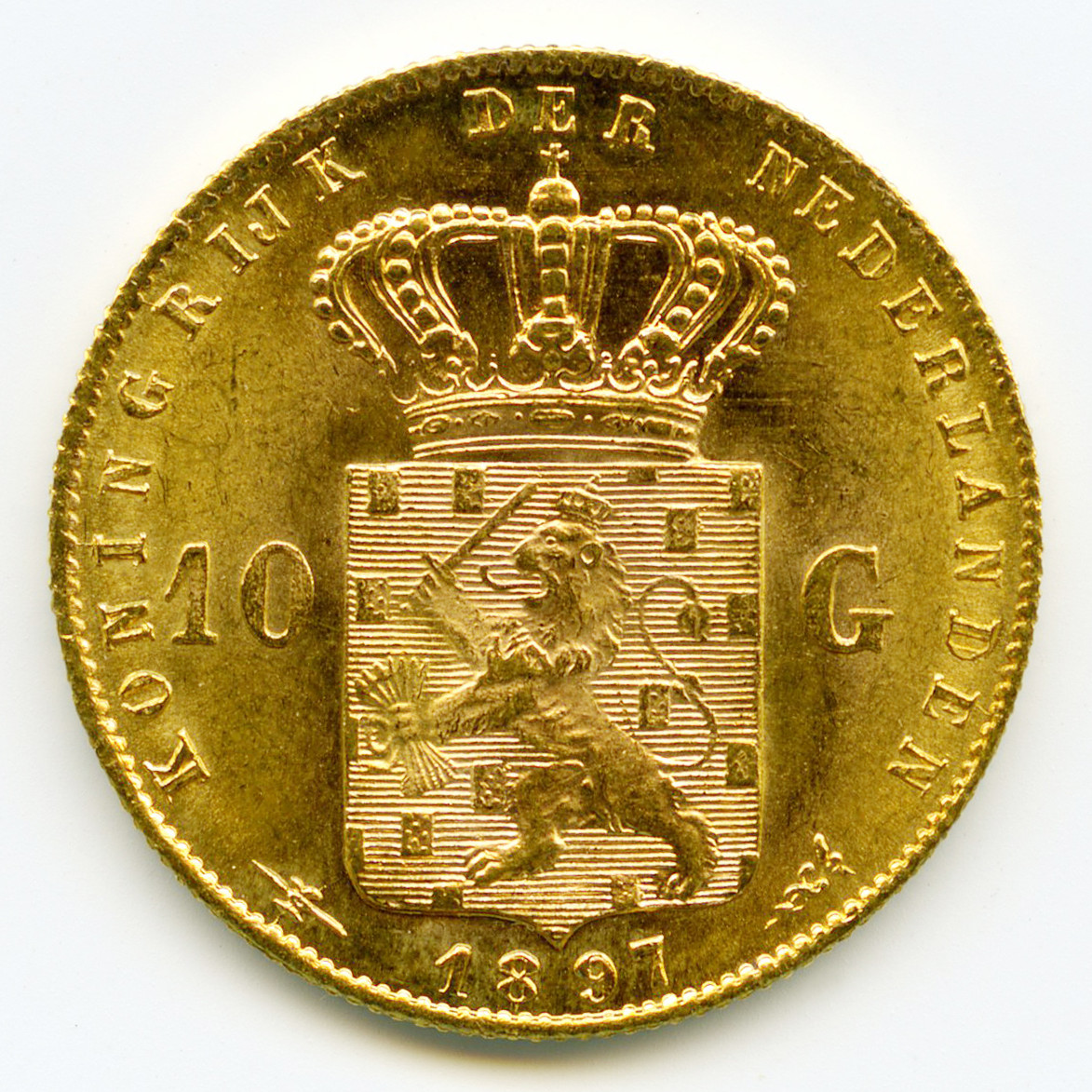 Pays-Bas - 10 Florins - 1897 revers Pays-Bas - 10 Florins - 1897 revers