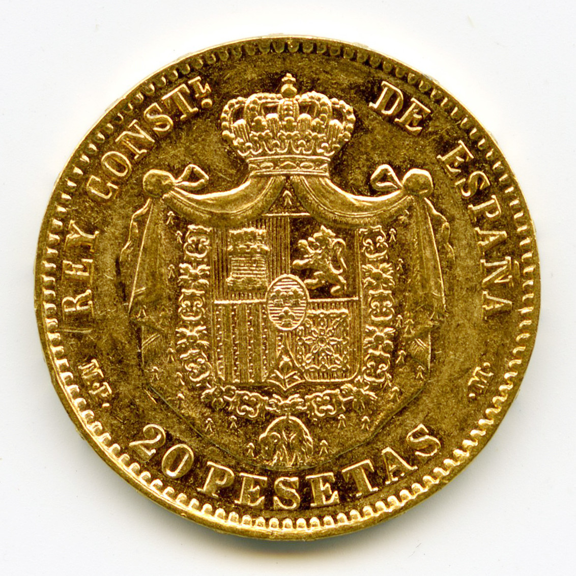 Espagne - 20 Pesetas - 1890 revers Espagne - 20 Pesetas - 1890 revers
