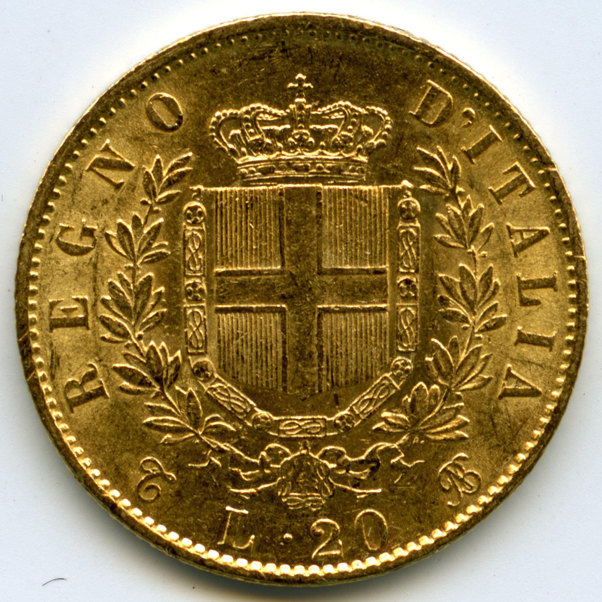 Italie - 20 Lire - 1862 revers Italie - 20 Lire - 1862 revers