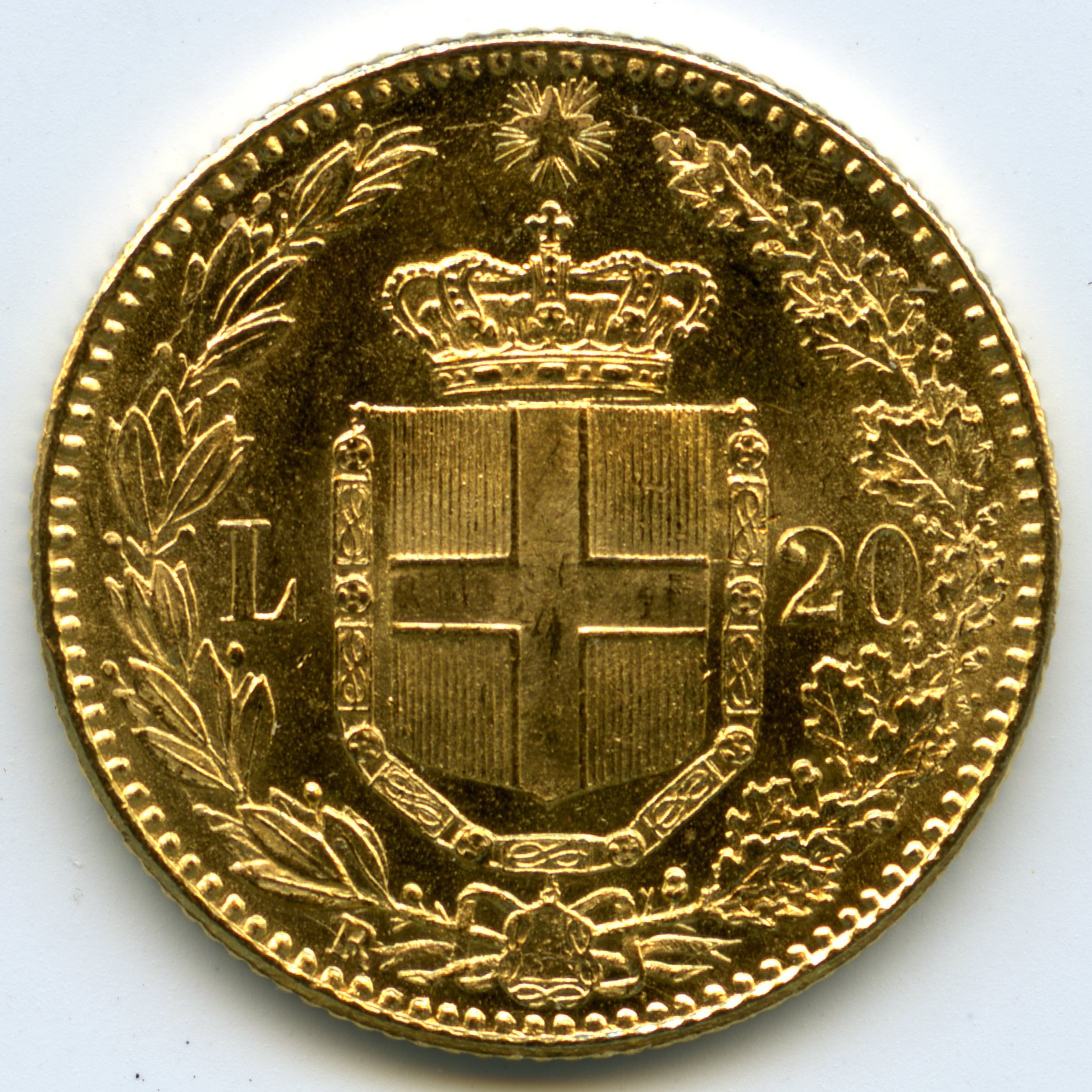 Italie - 20 Lire - 1882 R revers Italie - 20 Lire - 1882 R revers