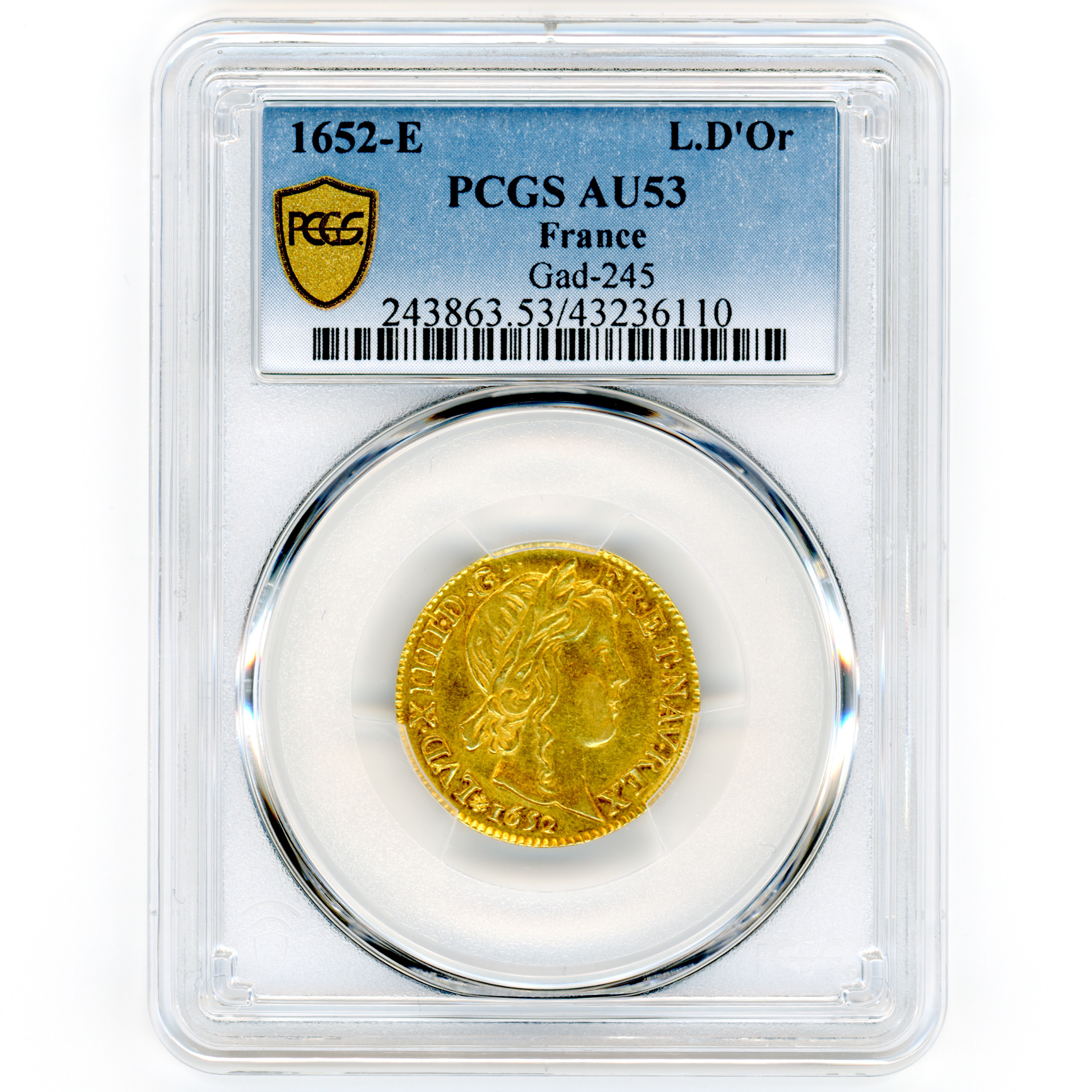Lous XIV - Louis D'Or A La Mèche Longue - 1652 E avers Lous XIV - Louis D'Or A La Mèche Longue - 1652 E avers