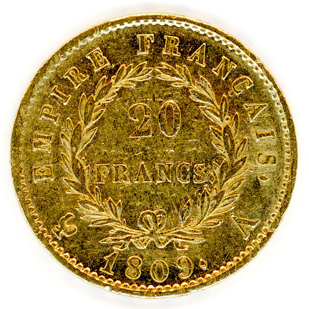 Napoléon Ier - 20 Francs - 1809 A revers Napoléon Ier - 20 Francs - 1809 A revers
