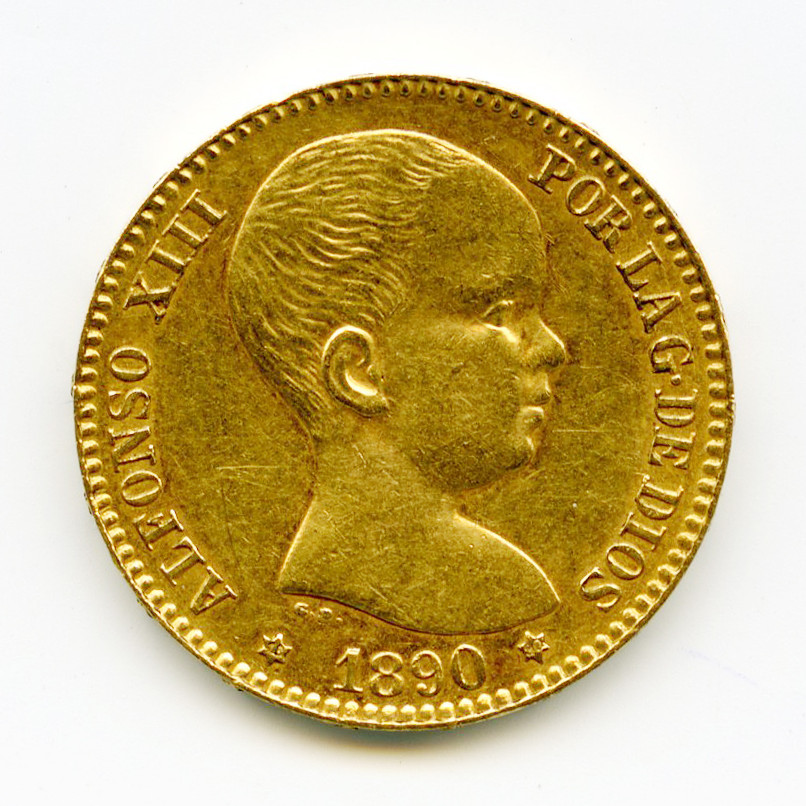 Espagne - 20 Pesetas - 1890 avers Espagne - 20 Pesetas - 1890 avers