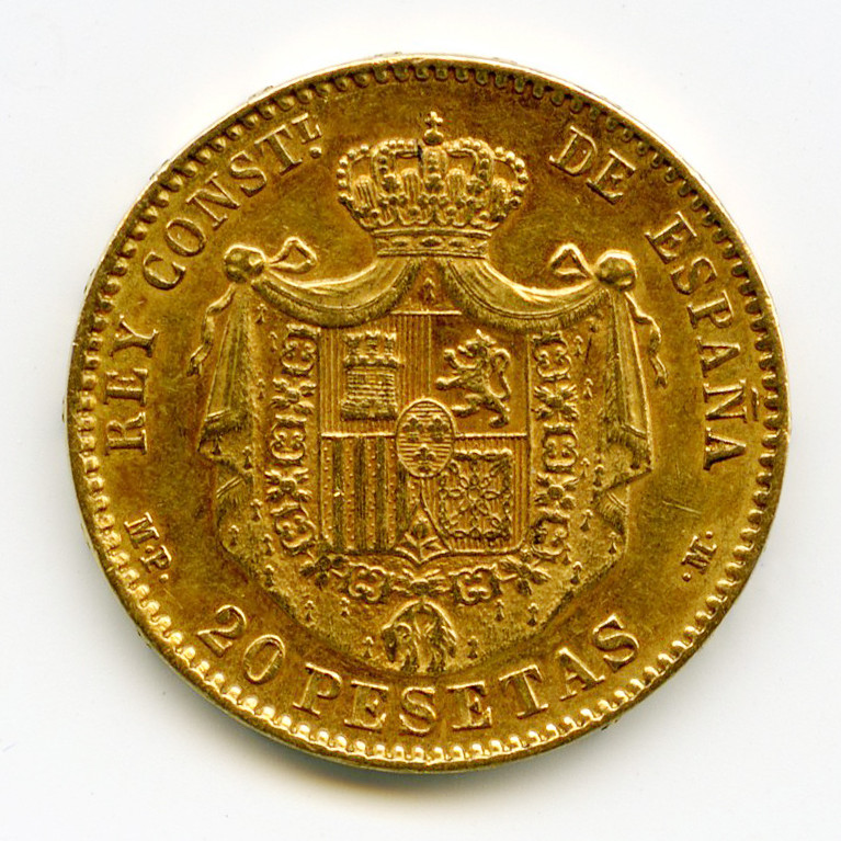 Espagne - 20 Pesetas - 1890 revers