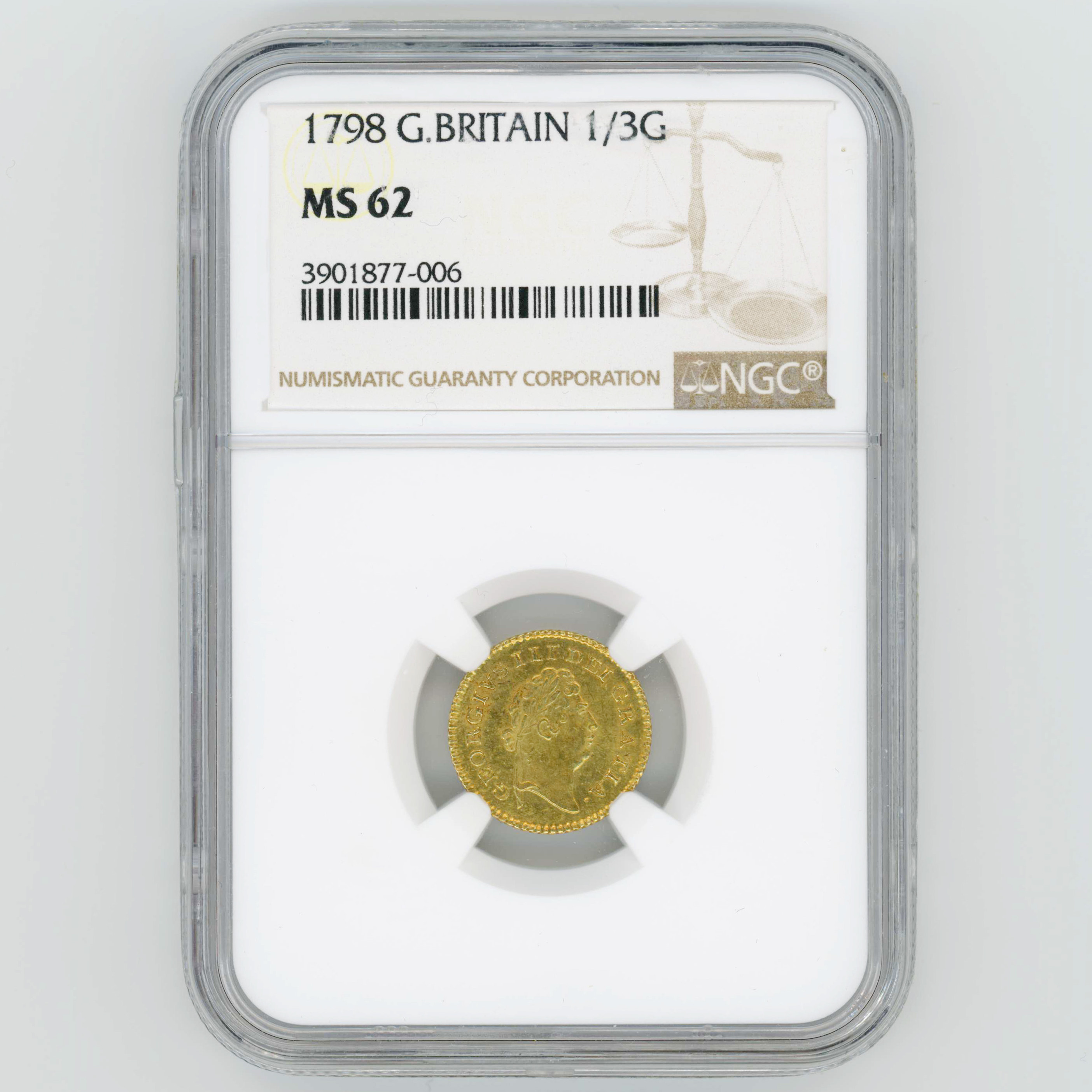 Grande-Bretagne - 1/3 Guinée - 1798 avers Grande-Bretagne - 1/3 Guinée - 1798 avers