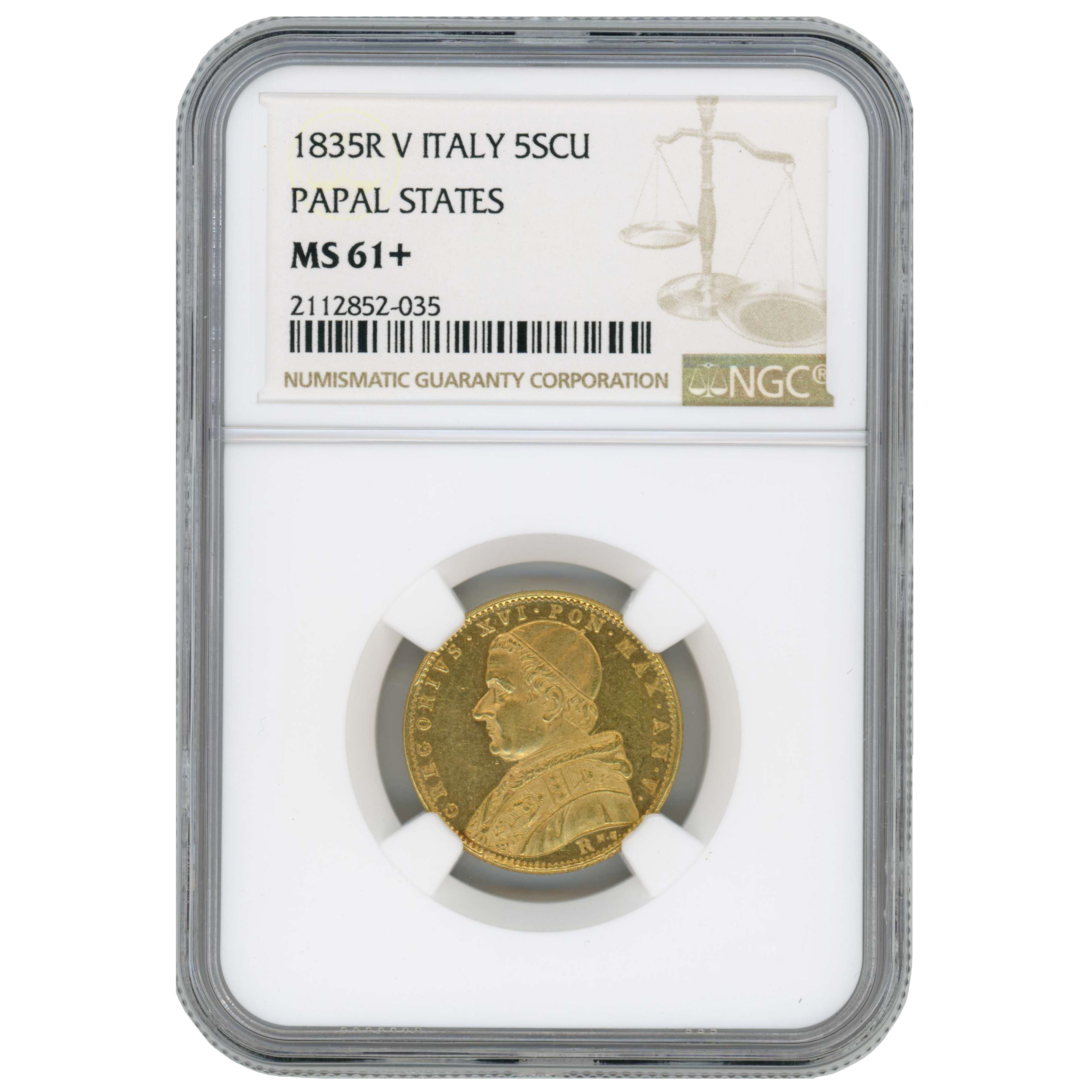 Italie - 5 Scudi - 1835 - Rome avers Italie - 5 Scudi - 1835 - Rome avers