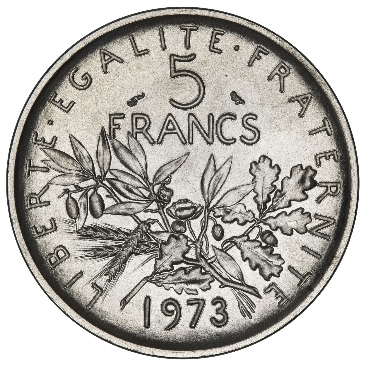 Piéfort de 5 francs Semeuse - 1973 - Paris revers Piéfort de 5 francs Semeuse - 1973 - Paris revers