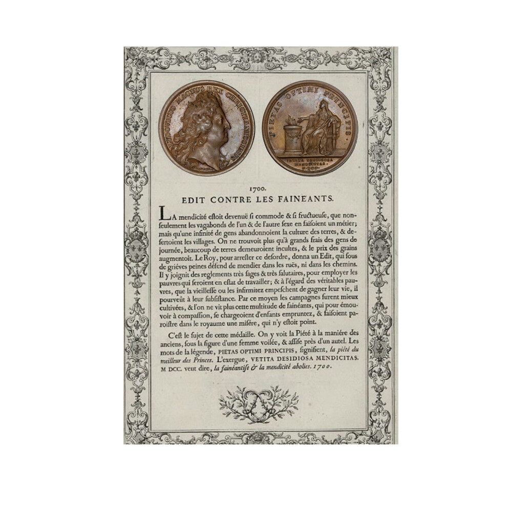 Louis XIV - Médaille - Edit contre les fainéants revers