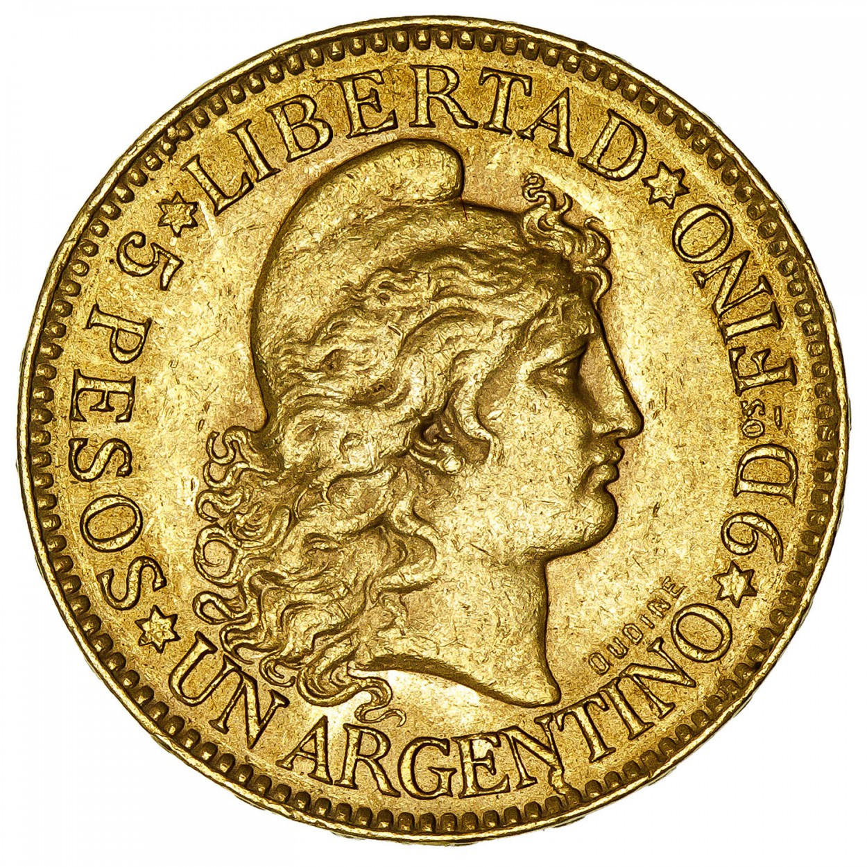 Argentine - 5 Pesos - 1888 avers Argentine - 5 Pesos - 1888 avers