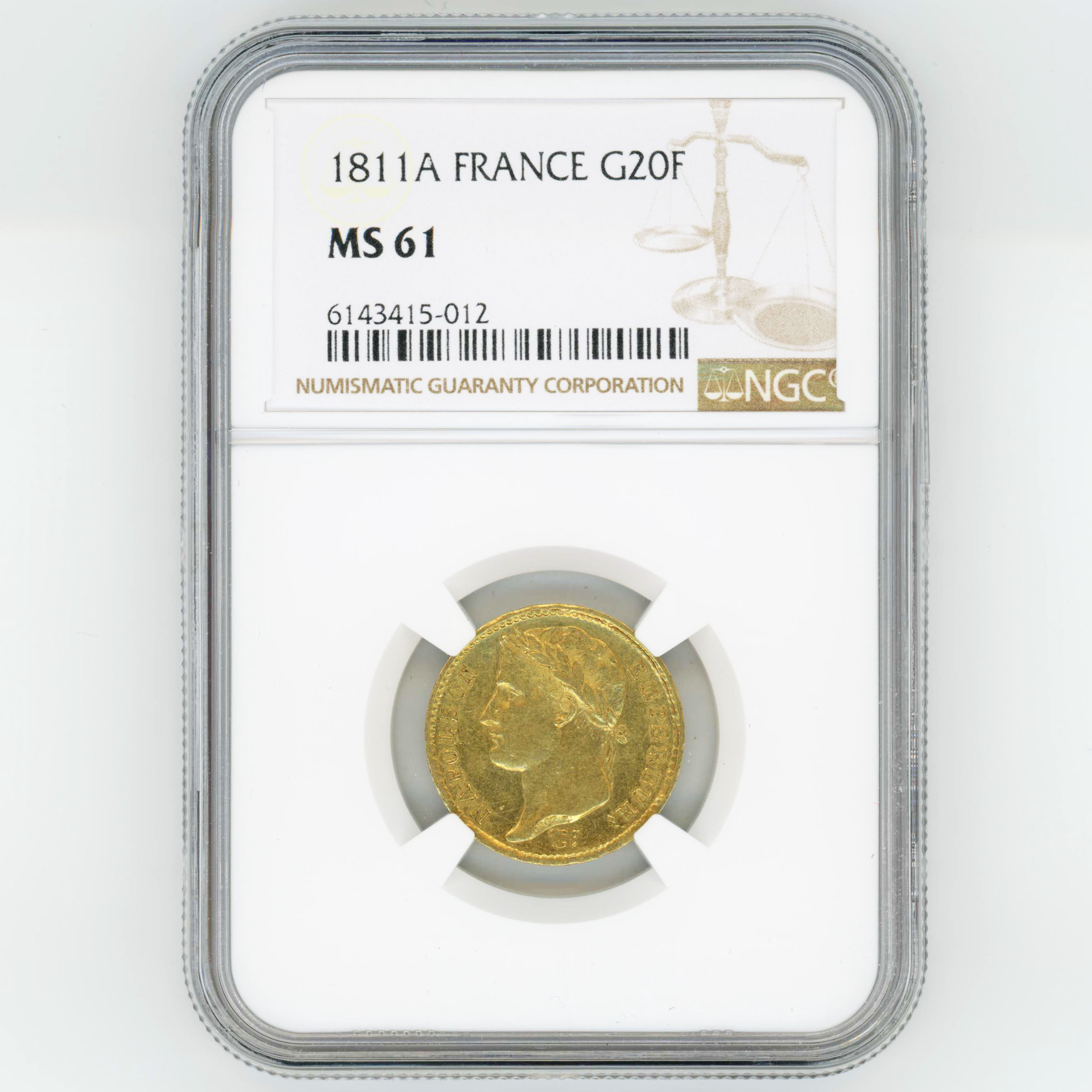 Napoléon Ier - 20 Francs - 1811 A avers Napoléon Ier - 20 Francs - 1811 A avers