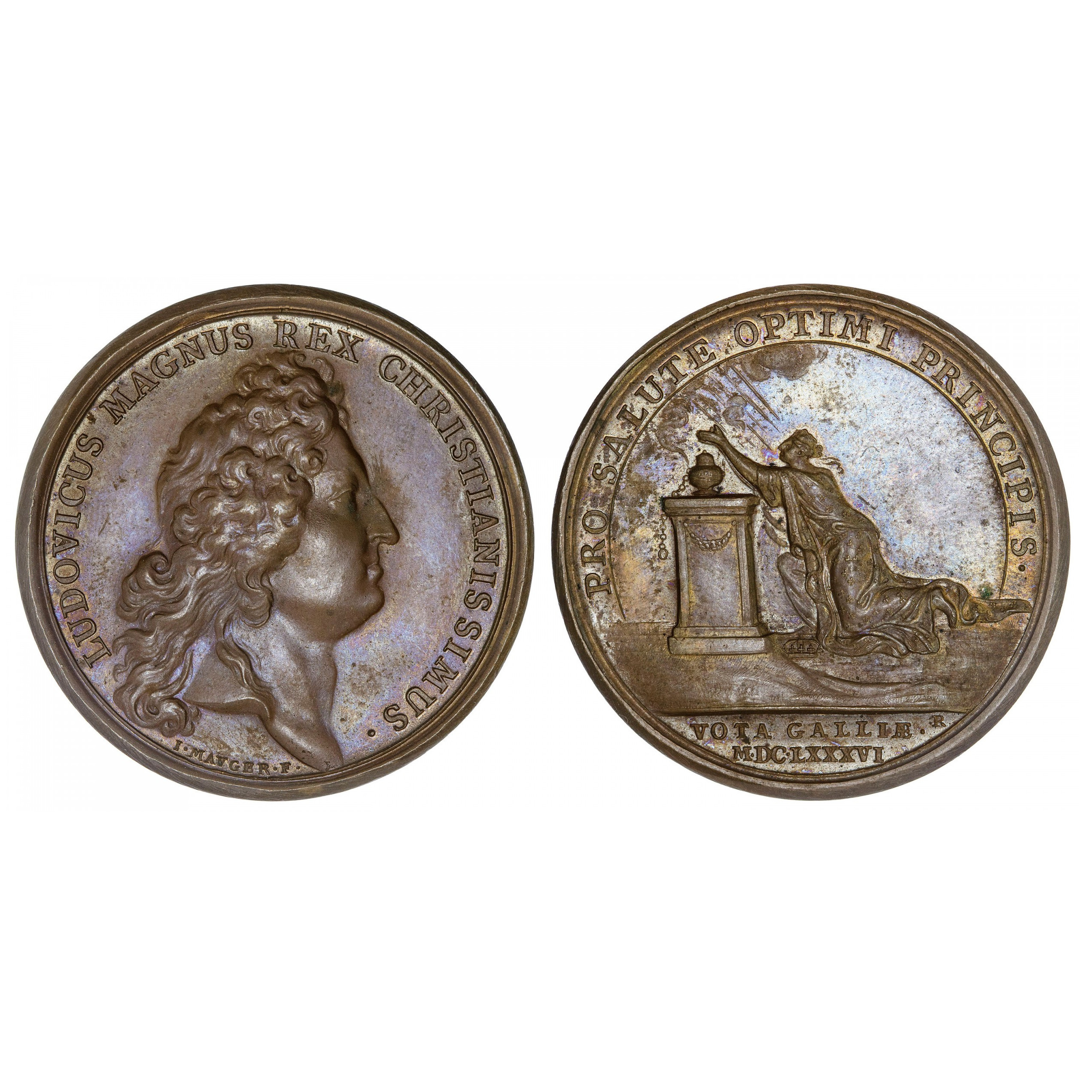 Louis XIV - 2 Médailles bronze - 1686 - 1687 avers