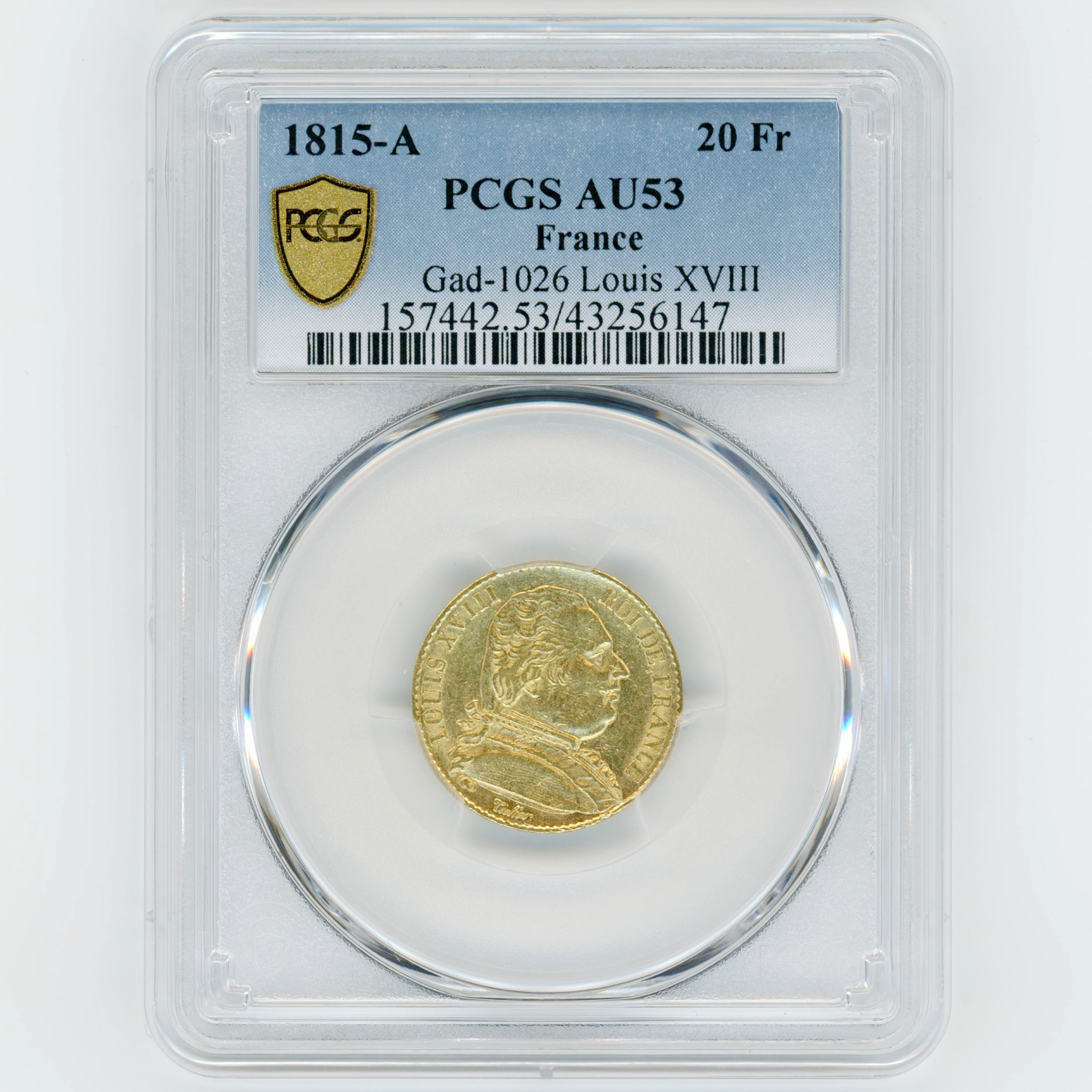 Louis XVIII - 20 Francs - 1815 A avers Louis XVIII - 20 Francs - 1815 A avers