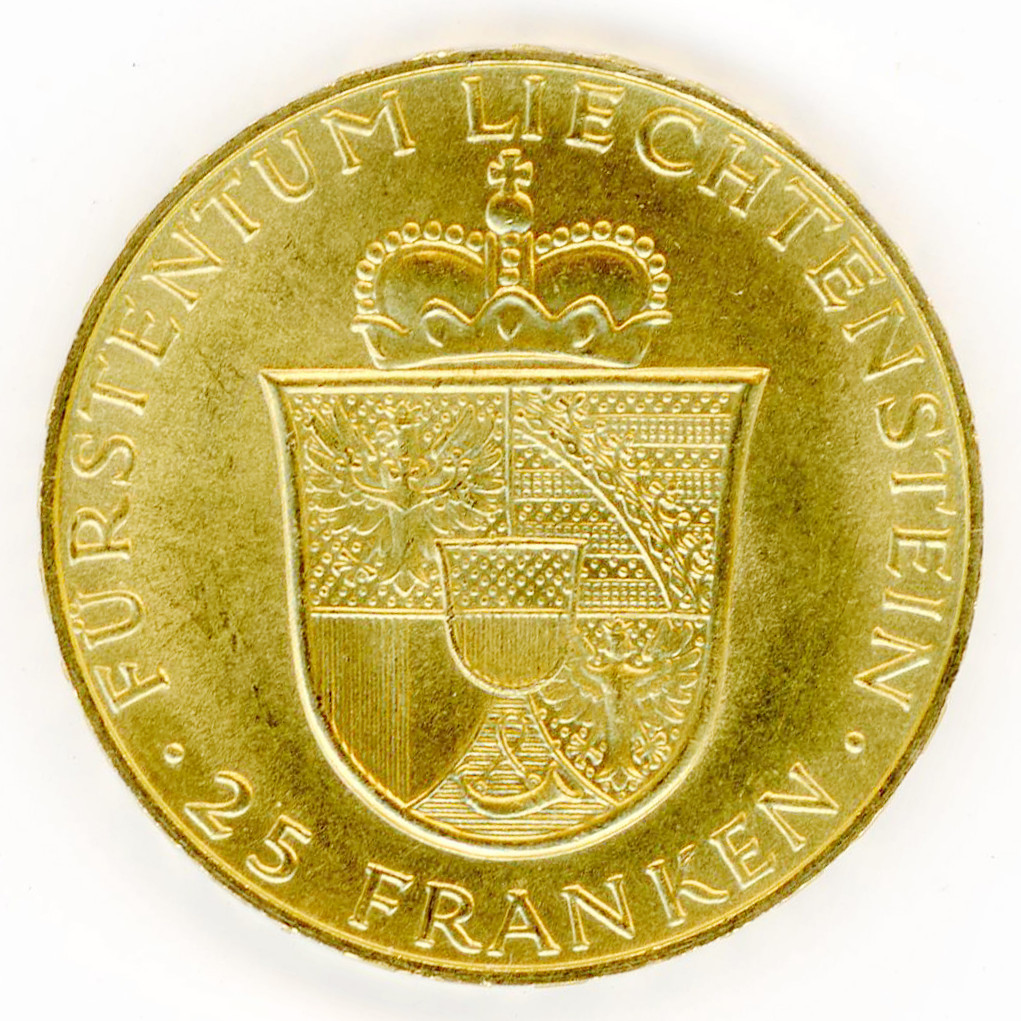 Liechteinstein - 25 Franken - 1956 B revers Liechteinstein - 25 Franken - 1956 B revers