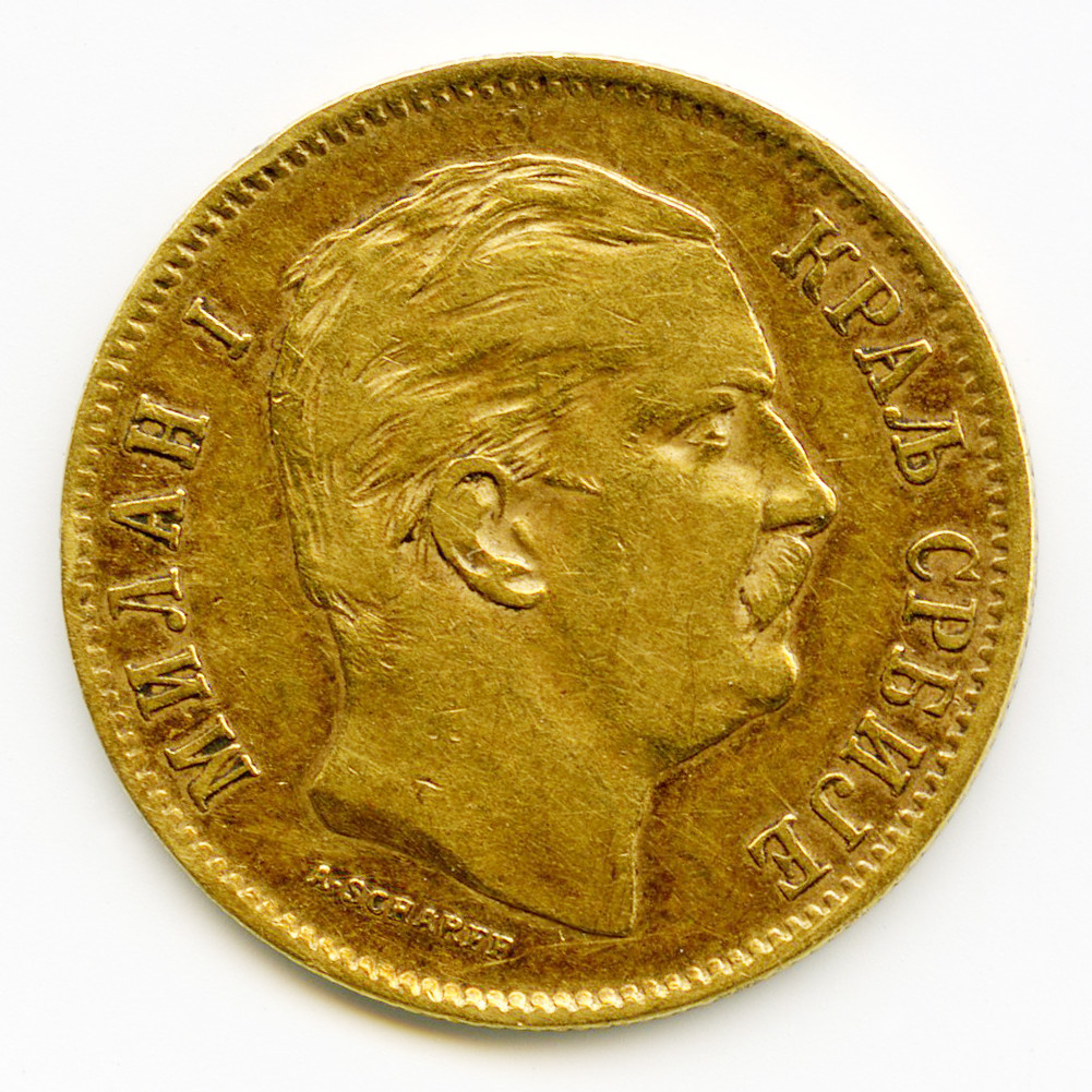 Serbie - 10 Dinars - 1882 avers