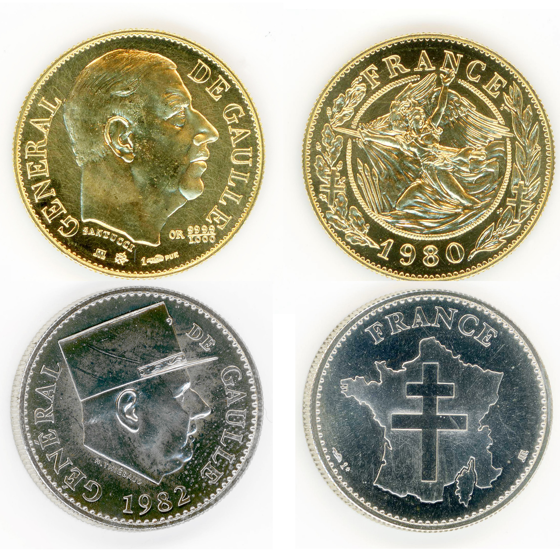Lot de deux médailles - Charles De Gaulle avers Lot de deux médailles - Charles De Gaulle avers