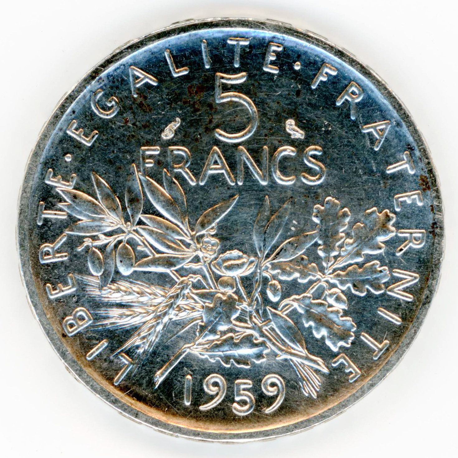 5 Francs Semeuse - 1959 - Essai revers 5 Francs Semeuse - 1959 - Essai revers