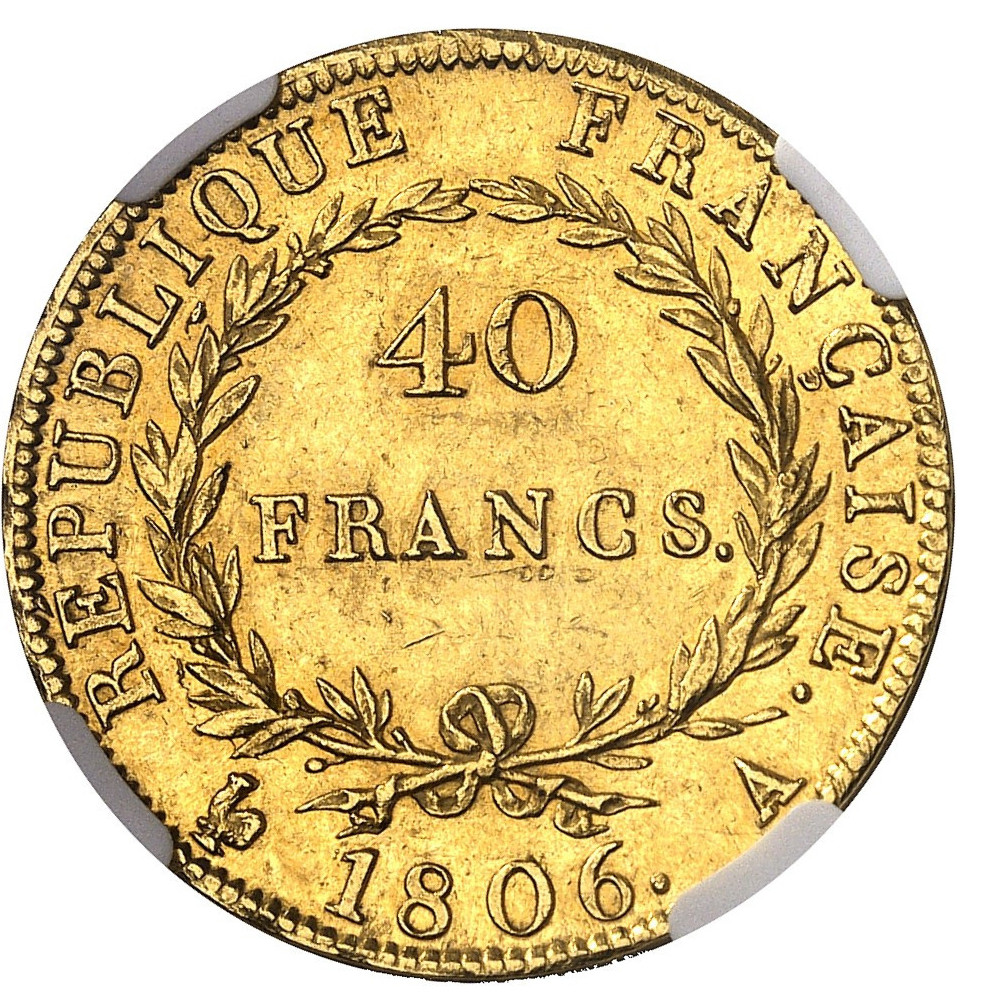 Napoléon Ier tête nue - 40 Francs - 1806 A revers