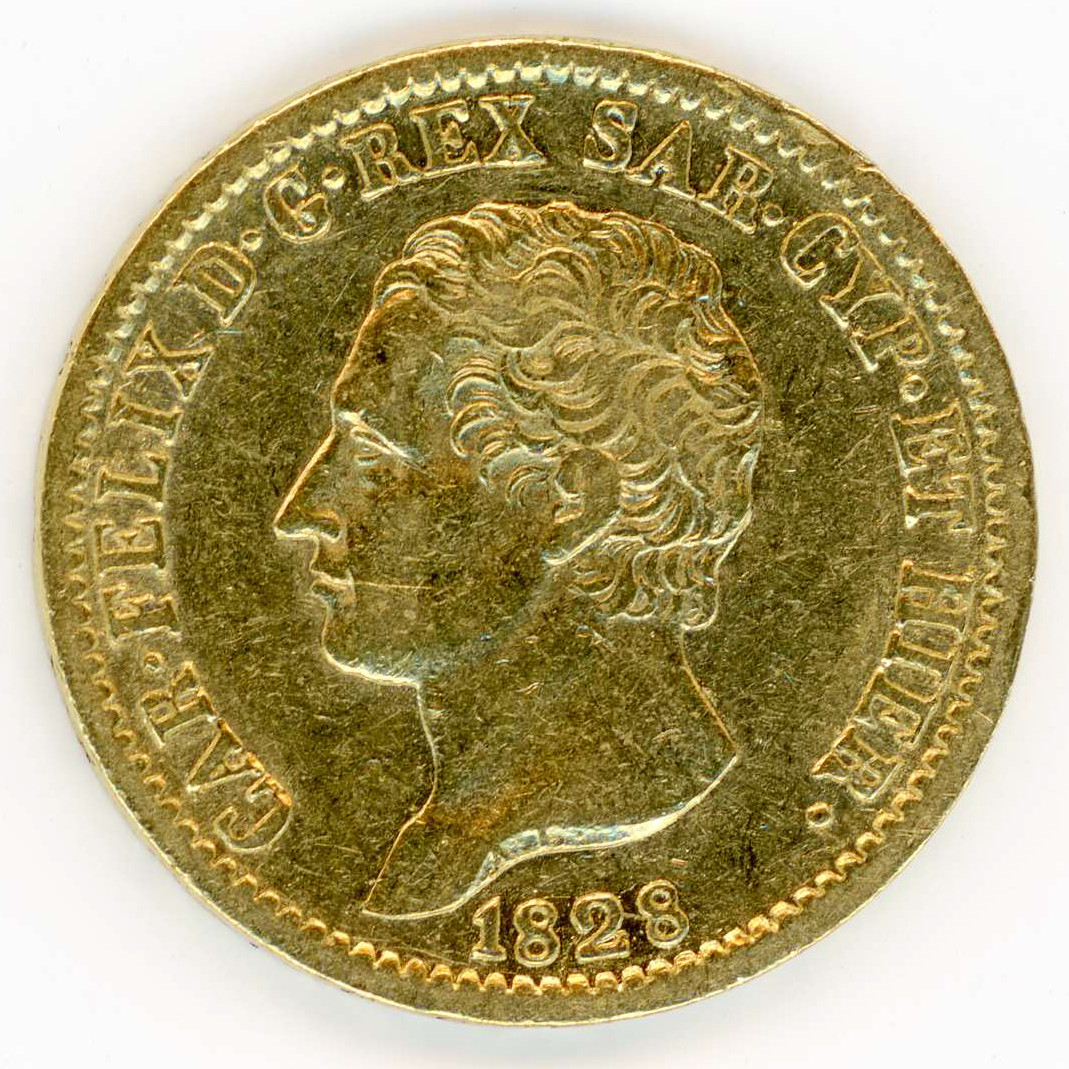 Italie - 20 Lire - 1828 Torino avers Italie - 20 Lire - 1828 Torino avers