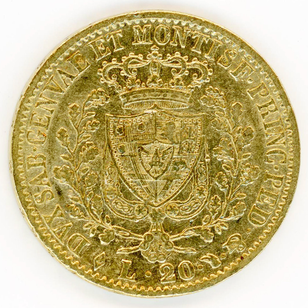 Italie - 20 Lire - 1828 Torino revers Italie - 20 Lire - 1828 Torino revers