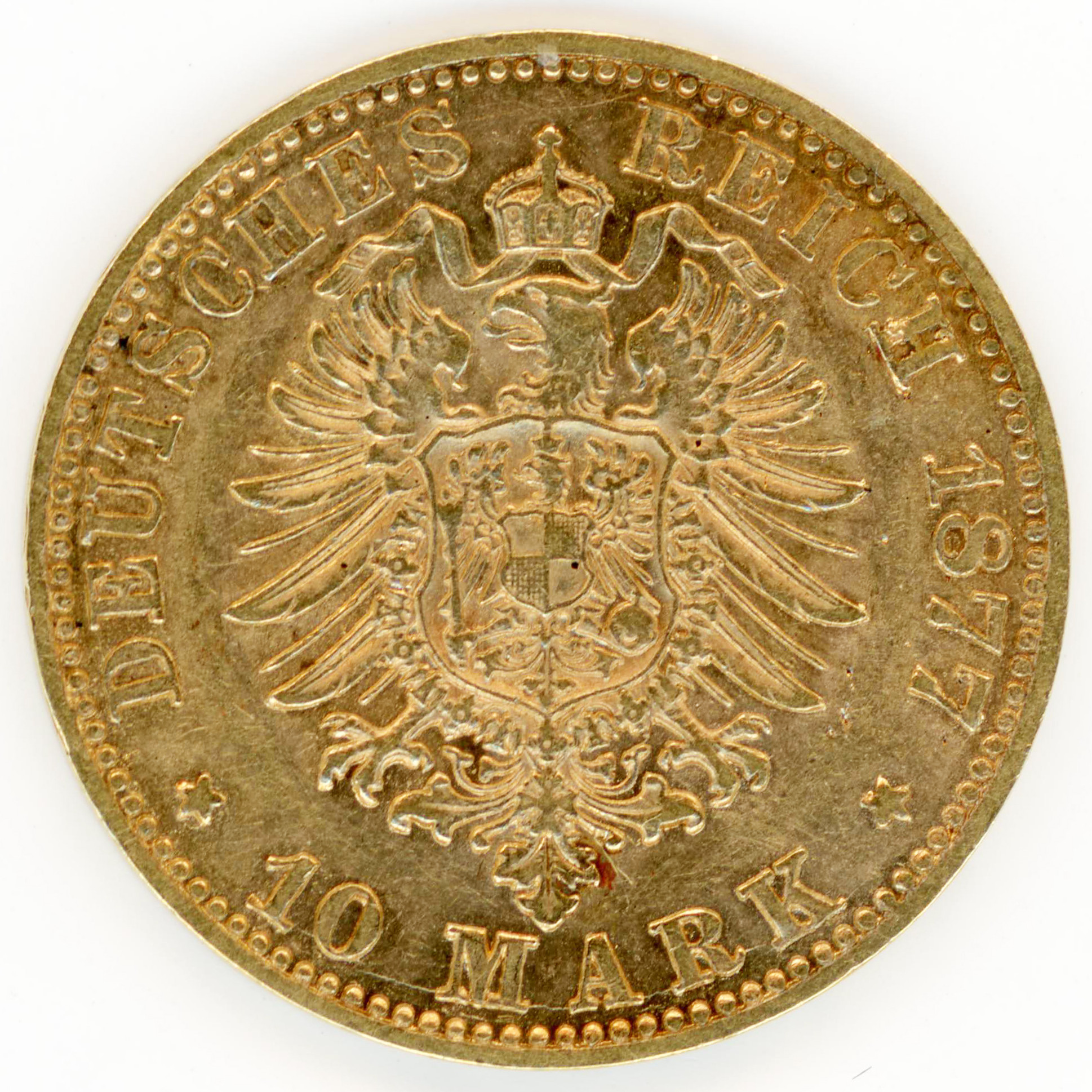 Allemagne - 10 Mark - 1877 E revers Allemagne - 10 Mark - 1877 E revers