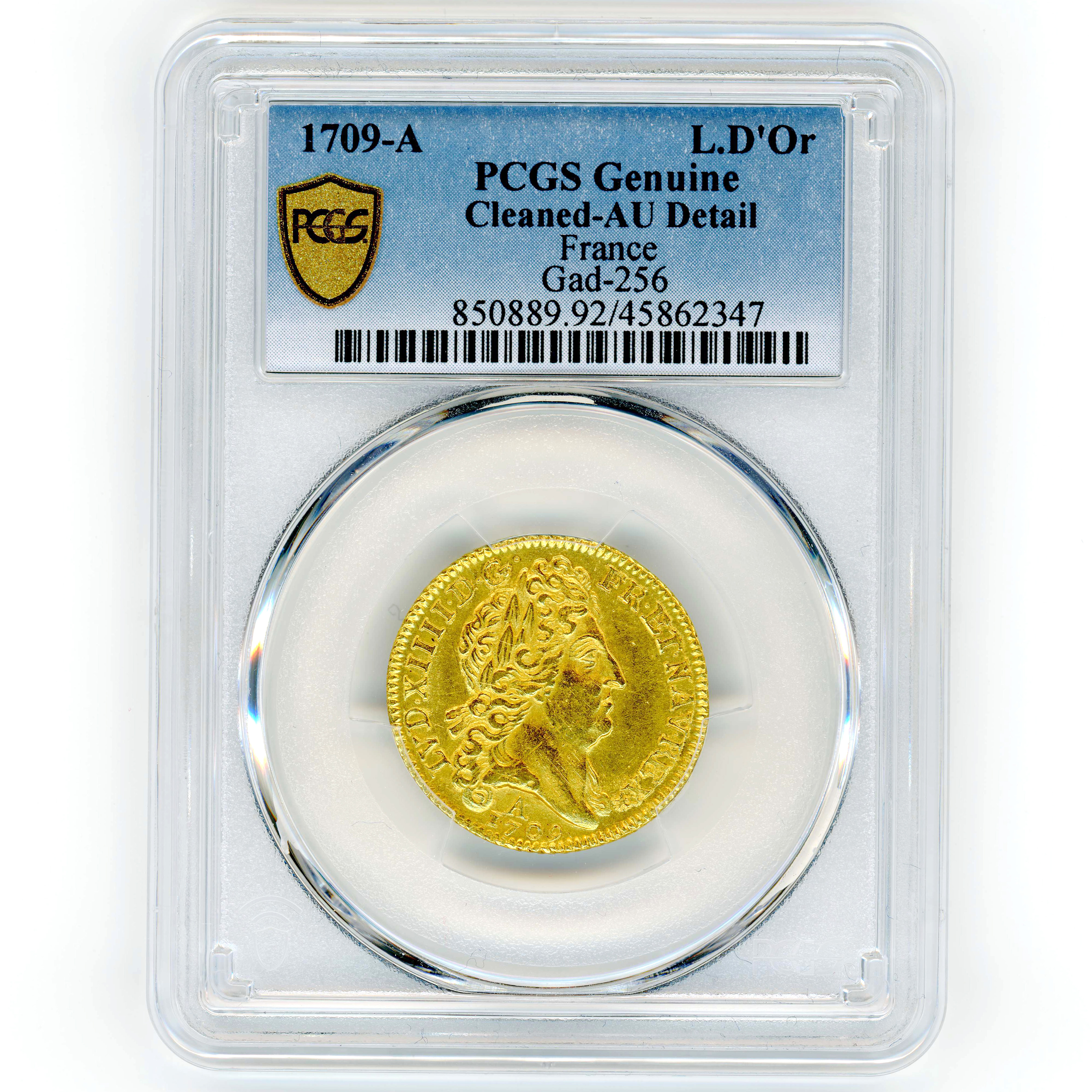 Louis XIV - Louis d’or au soleil - 1709 A avers Louis XIV - Louis d’or au soleil - 1709 A avers