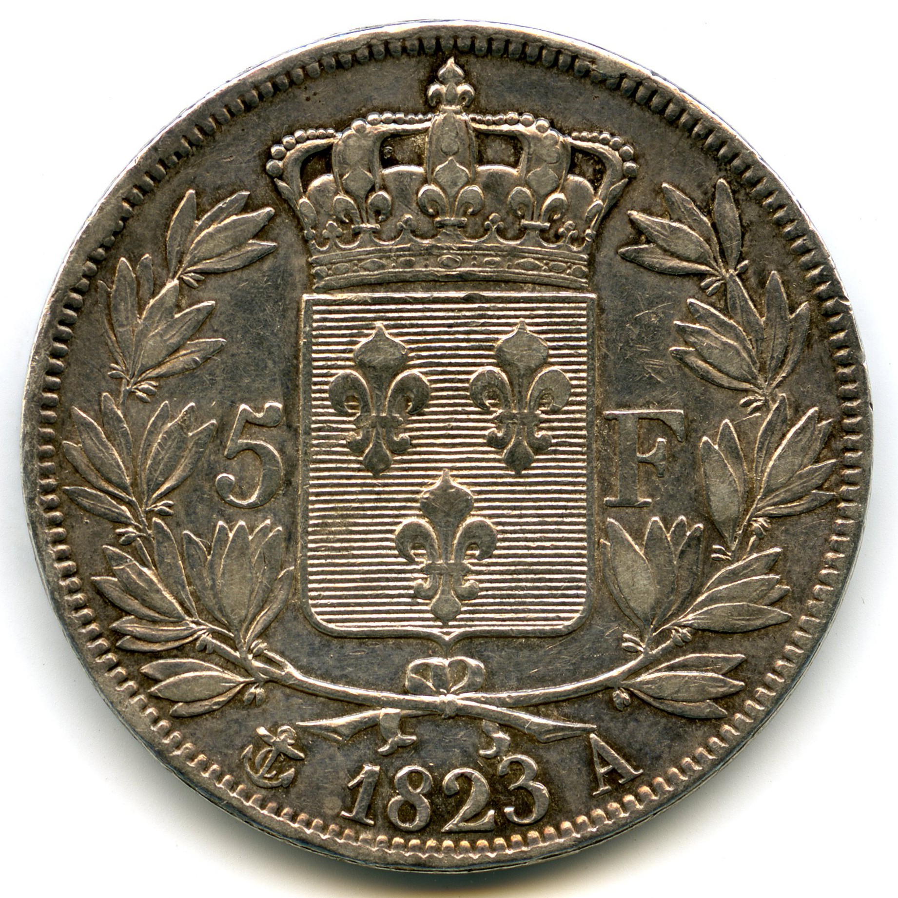 Louis XVIII - 5 Francs - 1823 A revers Louis XVIII - 5 Francs - 1823 A revers