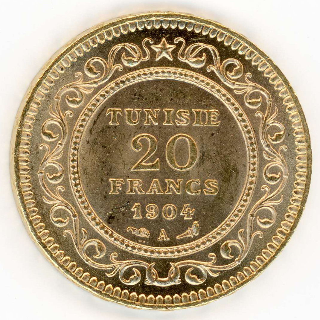 Tunisie - 20 Francs - 1904 A revers