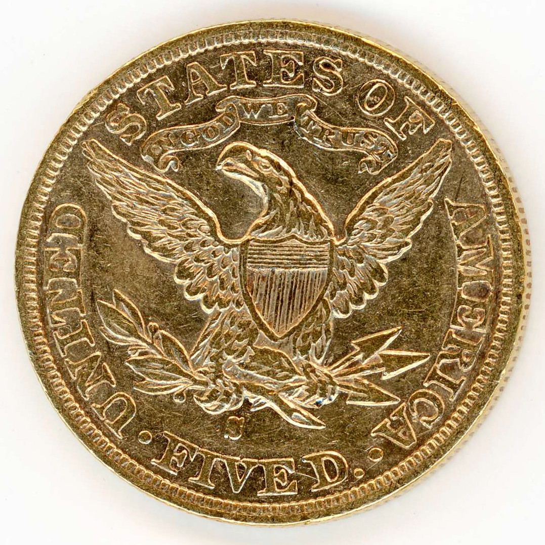 USA - 5 Dollars - 1892 S revers