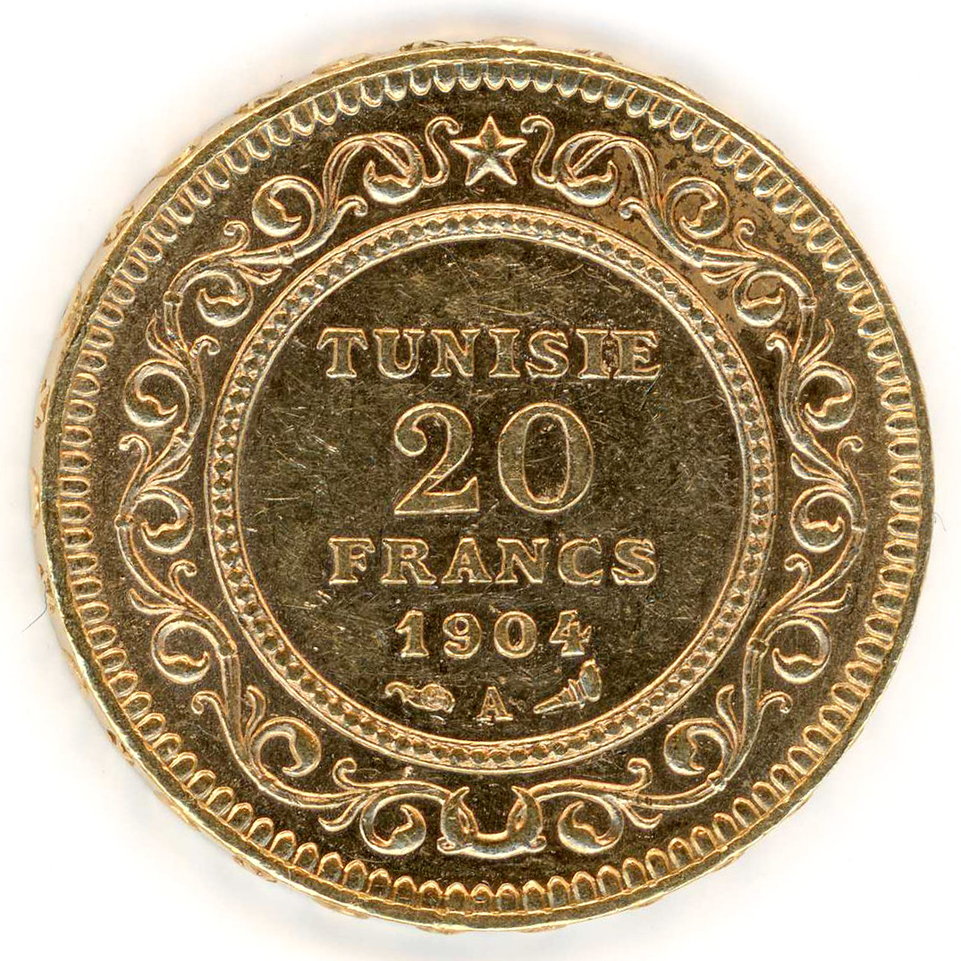 Tunisie - 20 Francs - 1904 A revers Tunisie - 20 Francs - 1904 A revers