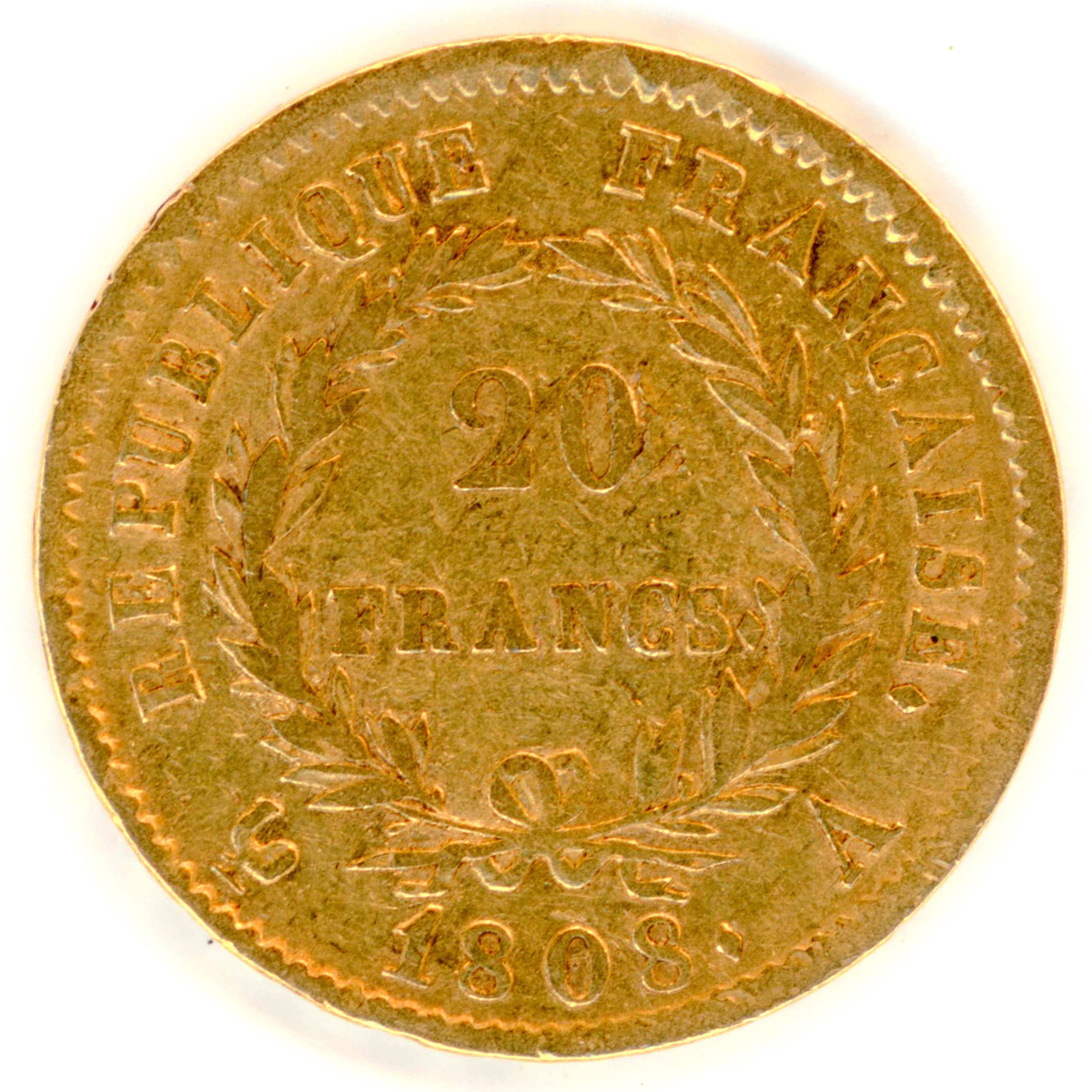 Napoléon Ier - 20 Francs - 1808 A revers