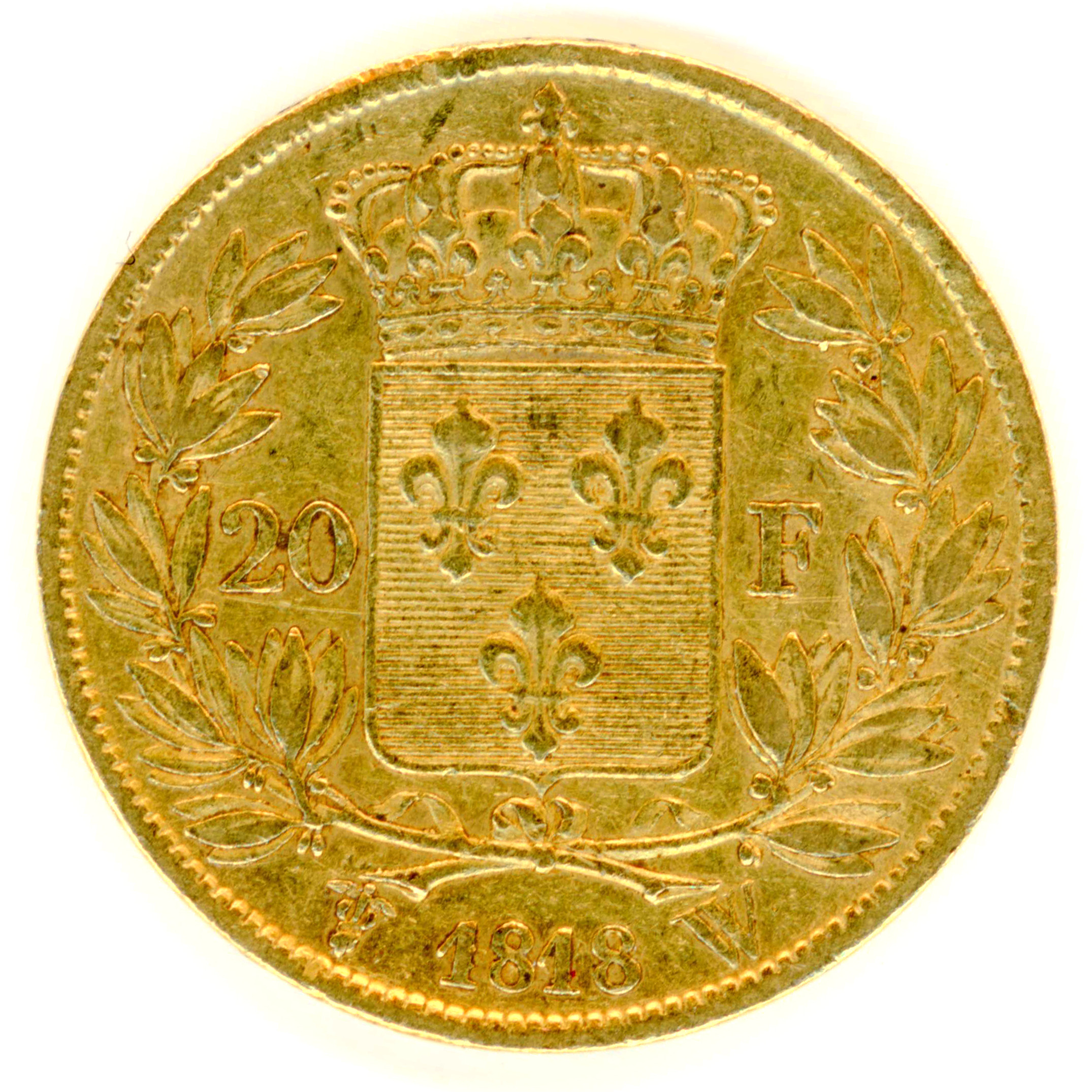 Louis XVIII - 20 Francs - 1818 W revers