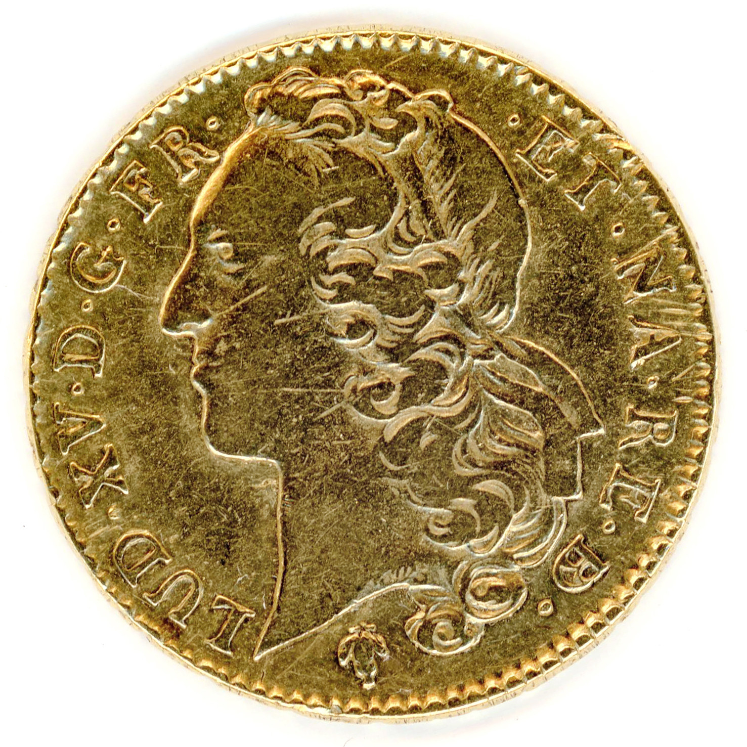 Louis XV - Double louis d'or au bandeau - 1743 Pau avers Louis XV - Double louis d'or au bandeau - 1743 Pau avers