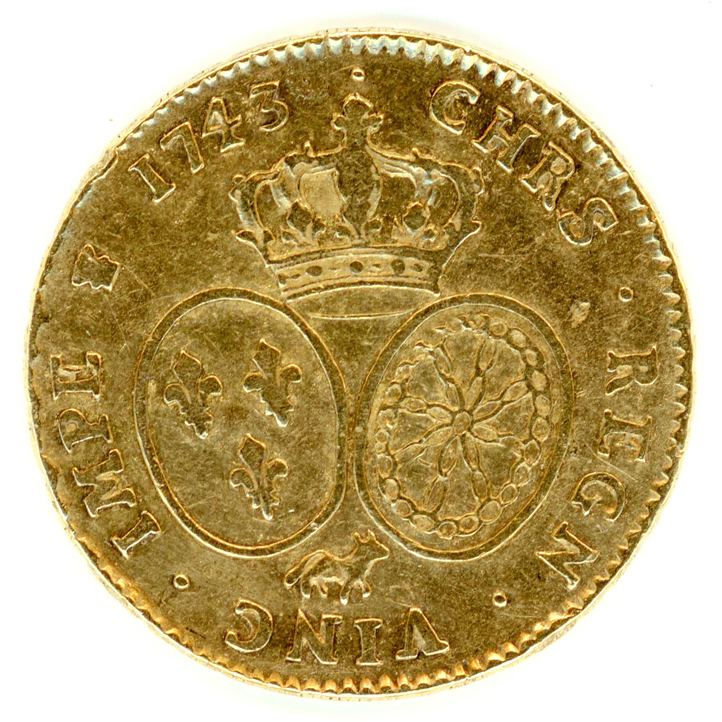 Louis XV - Double louis d'or au bandeau - 1743 Pau revers Louis XV - Double louis d'or au bandeau - 1743 Pau revers