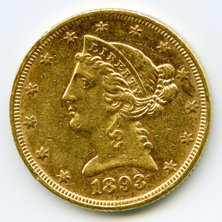 USA - 5 Dollars - 1893 avers USA - 5 Dollars - 1893 avers