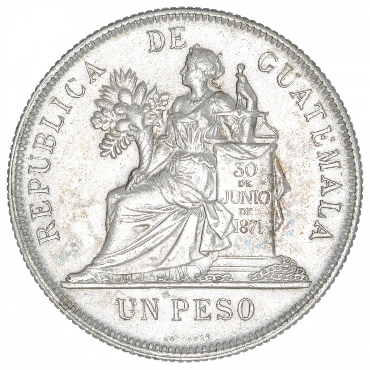 Guatemala - Un peso - 1896 avers