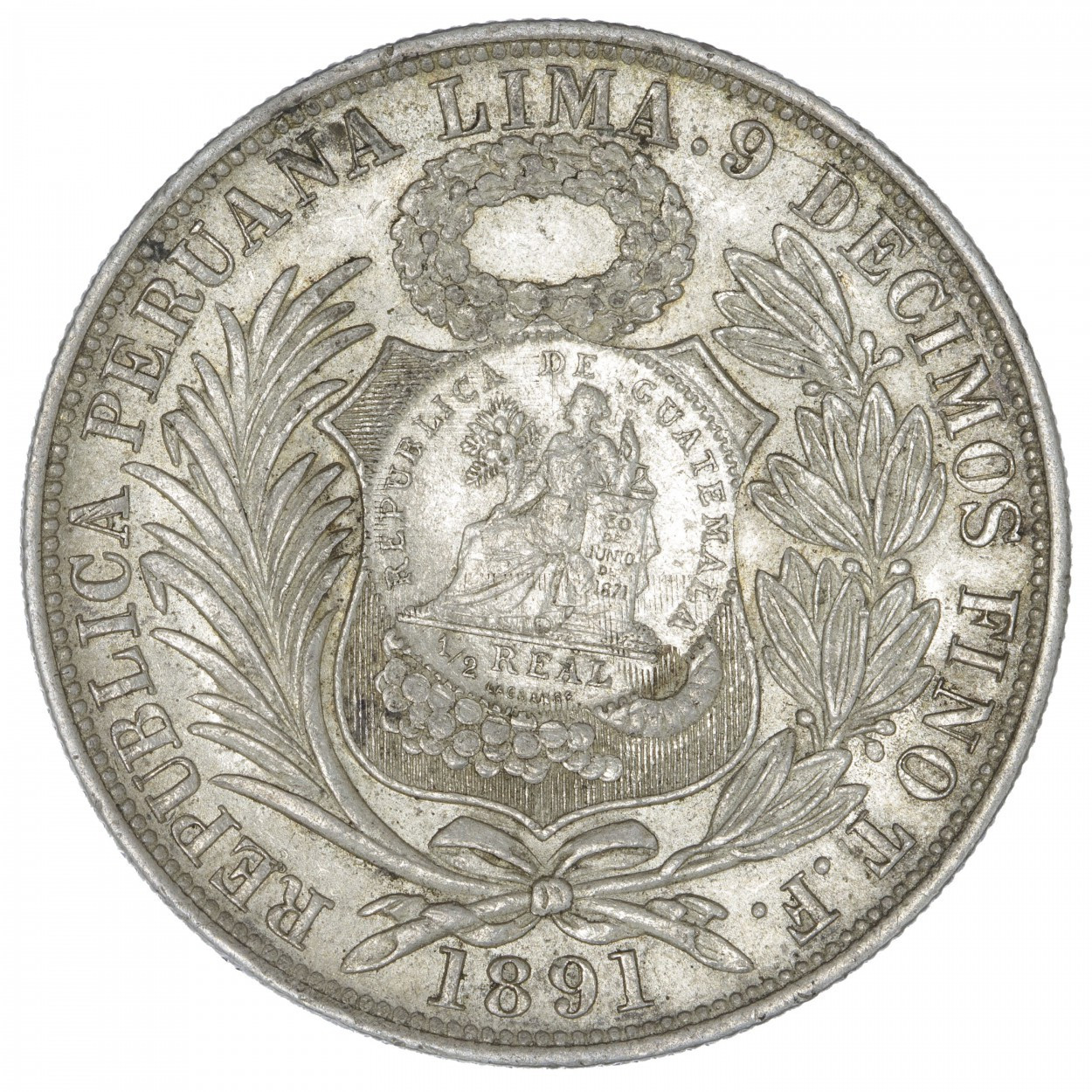 Guatemala - 1 Peso - Contremarqué avers