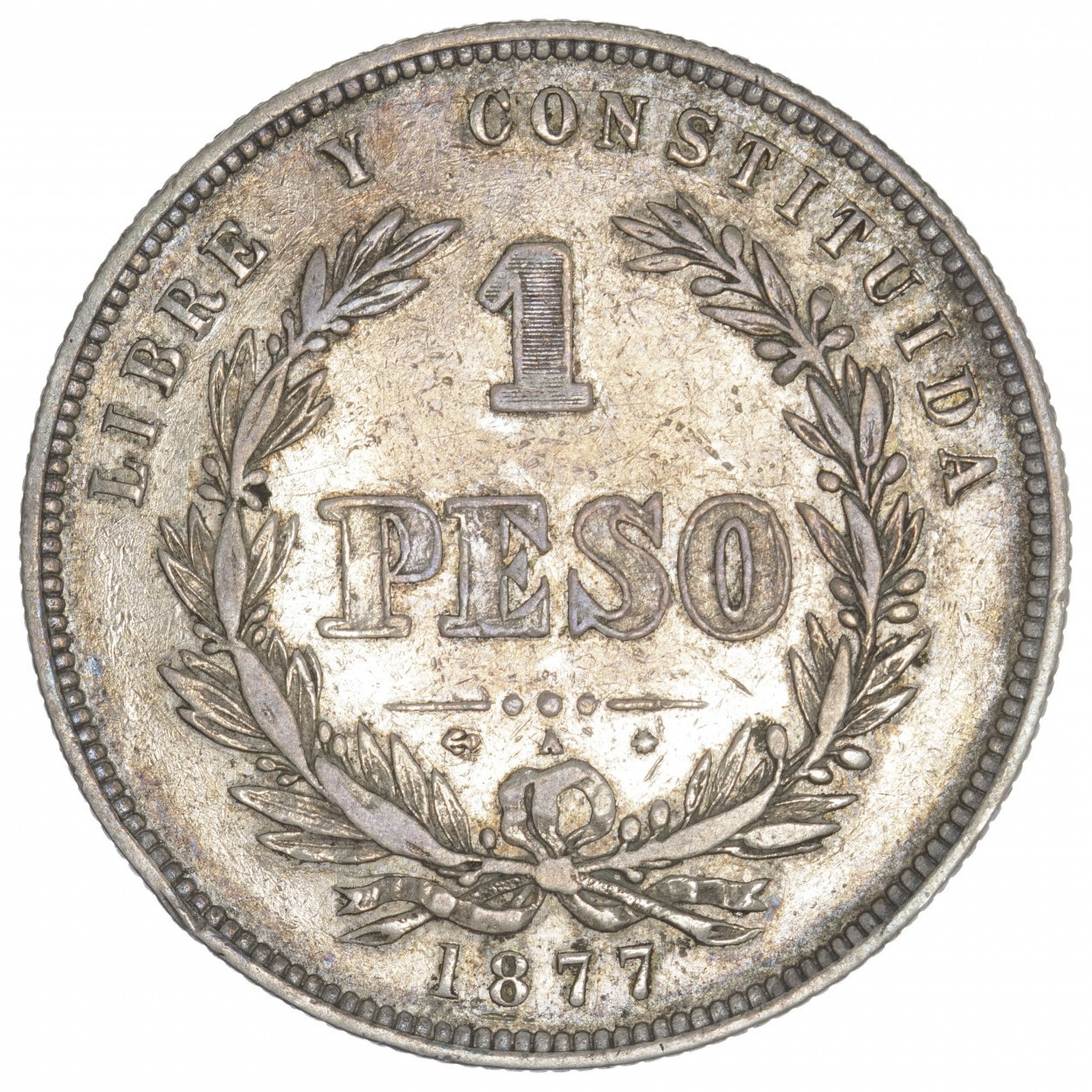 Uruguay - 1 peso - 1877 A revers Uruguay - 1 peso - 1877 A revers