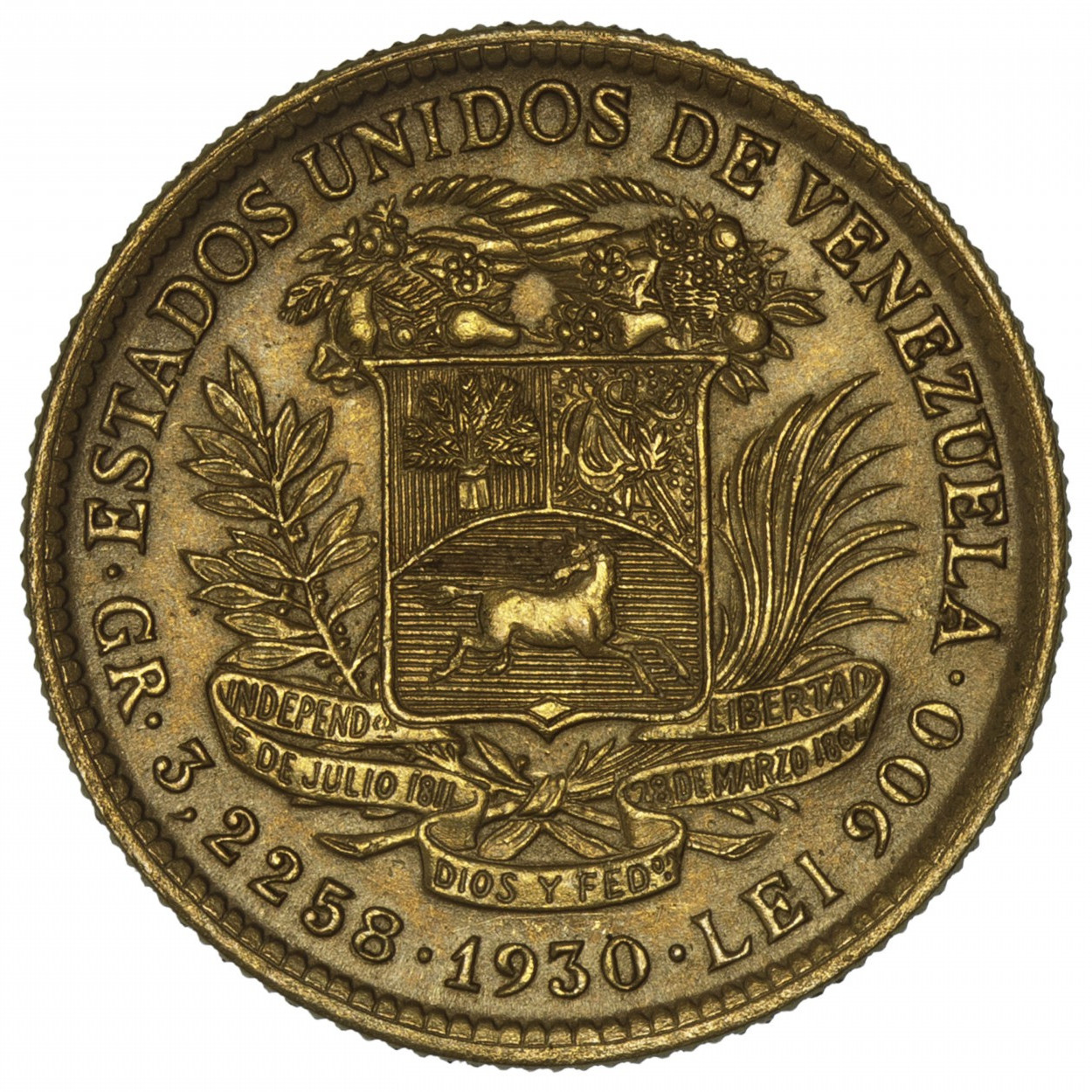 Venezuela - 10 Bolivares - 1930 revers