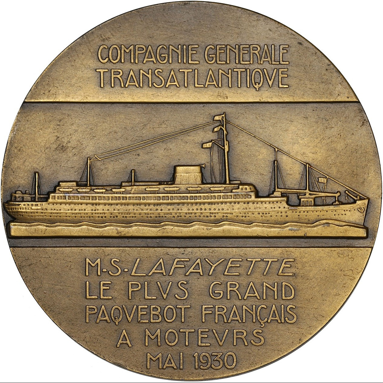 Médaille bronze - Paquebot Lafayette - 1930 revers