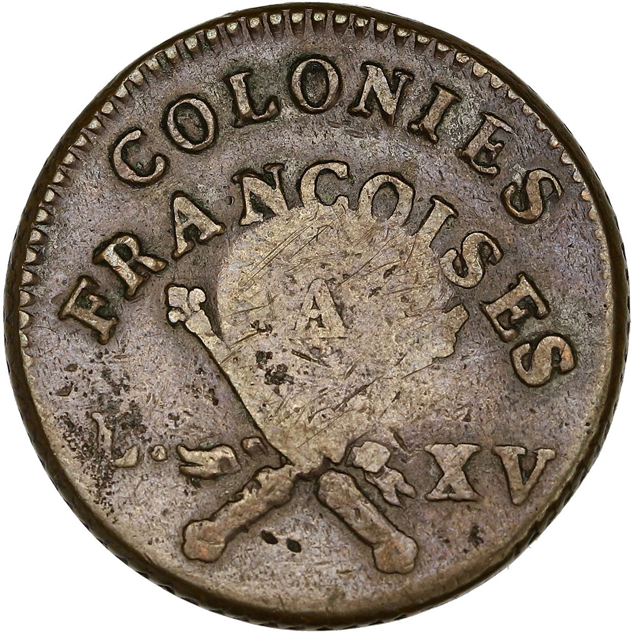 Guadeloupe - Sol des colonies françaises - 1767 revers Guadeloupe - Sol des colonies françaises - 1767 revers