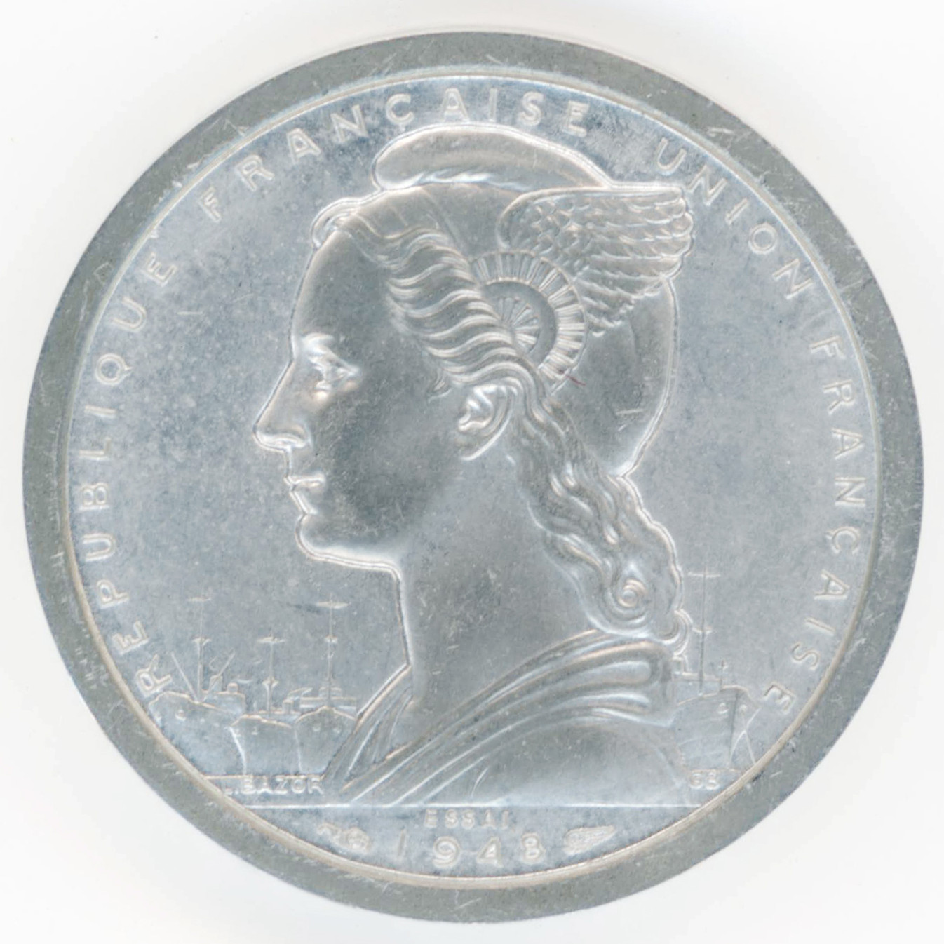 Madagascar - Essai-piéfort - 2 Francs - 1948 avers Madagascar - Essai-piéfort - 2 Francs - 1948 avers