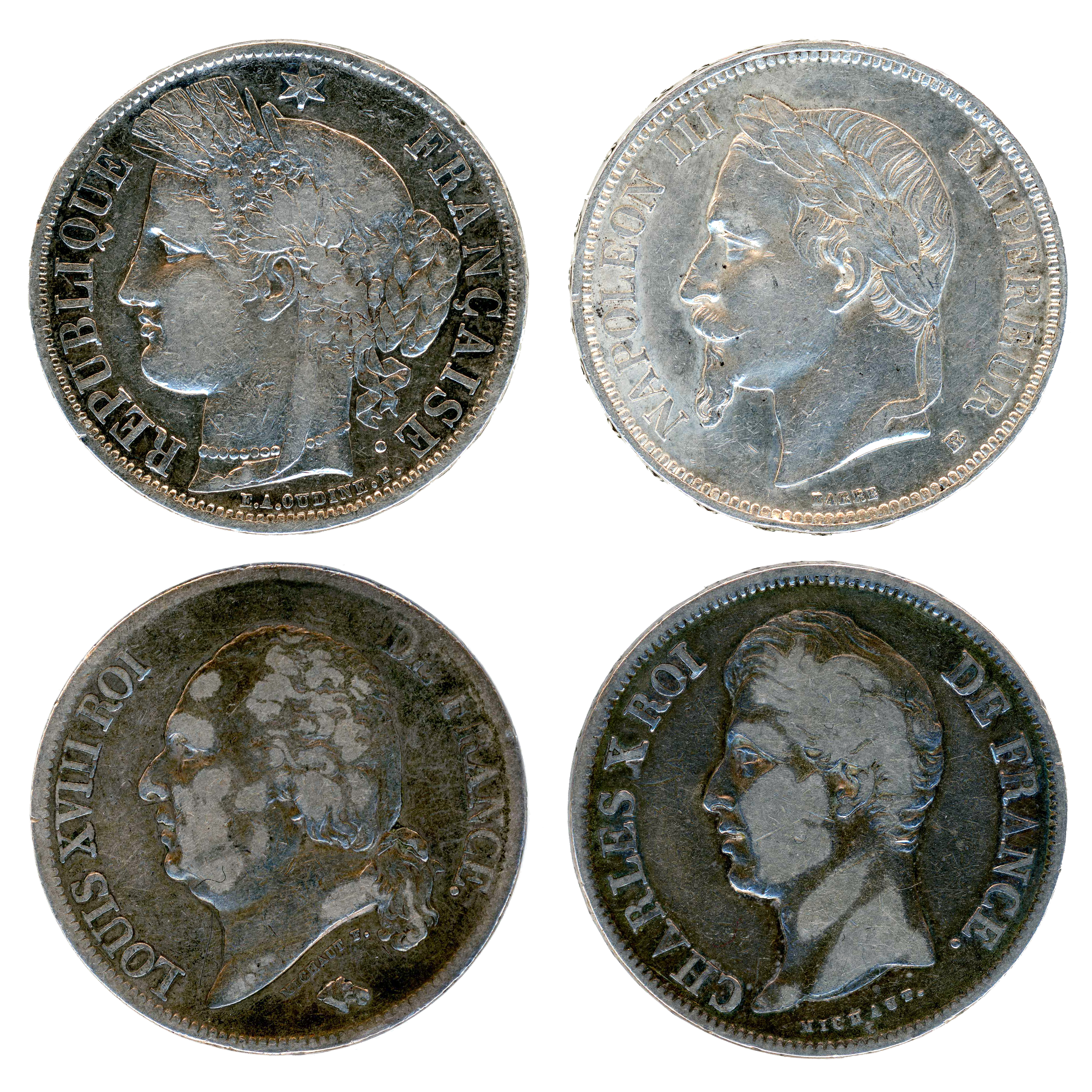 France - Lot de 4 écu en argent avers