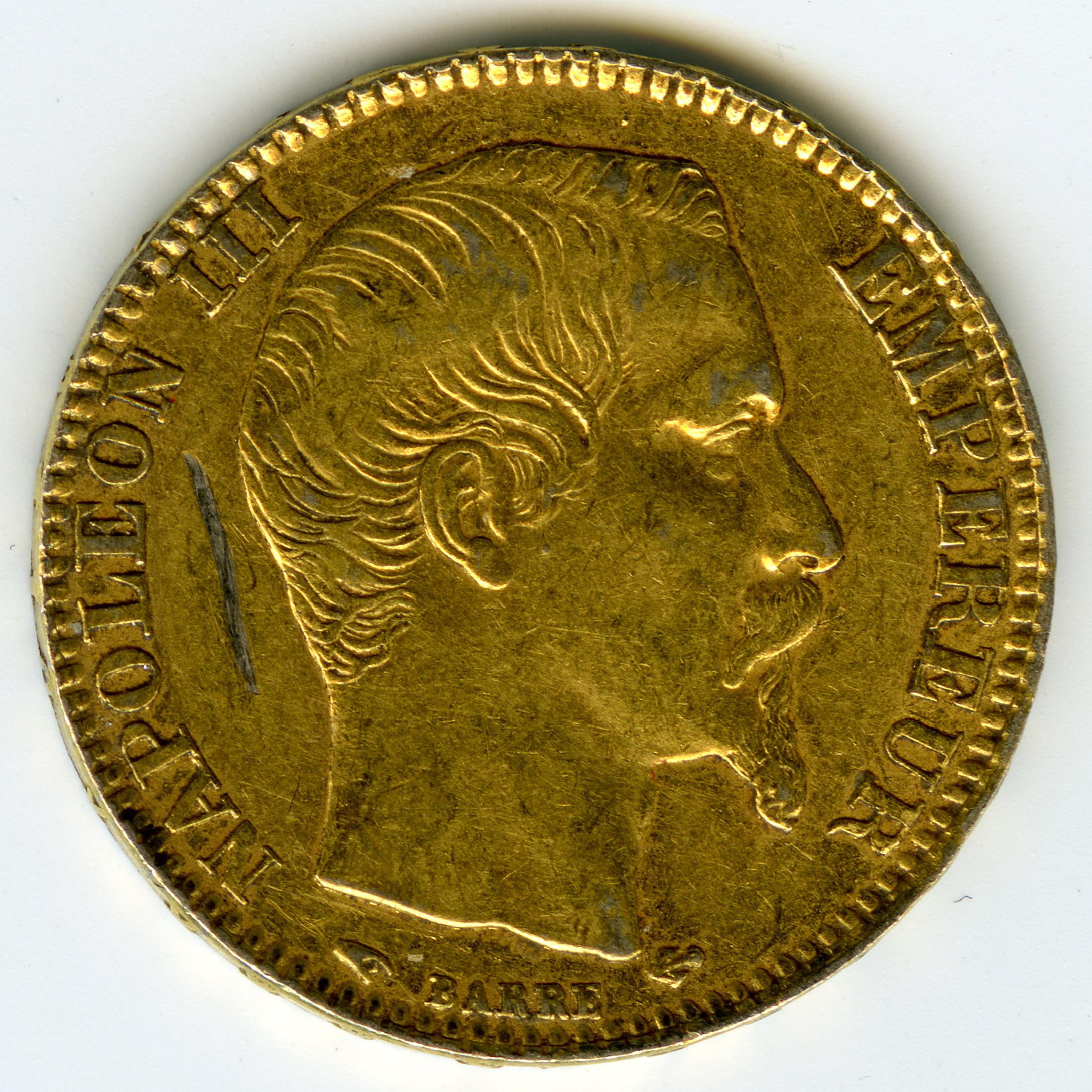Napoléon III - 20 Frs Platine - 1858 avers