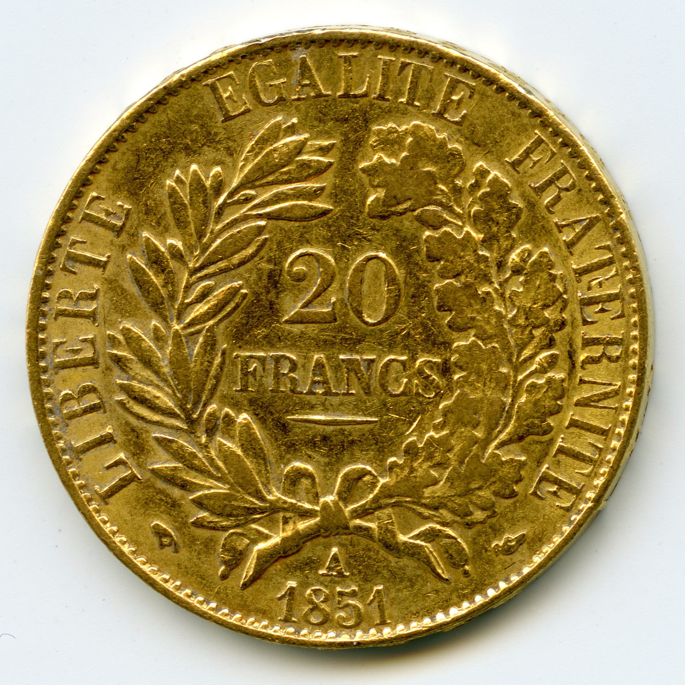 20 Francs - Cérès - 1851 A revers