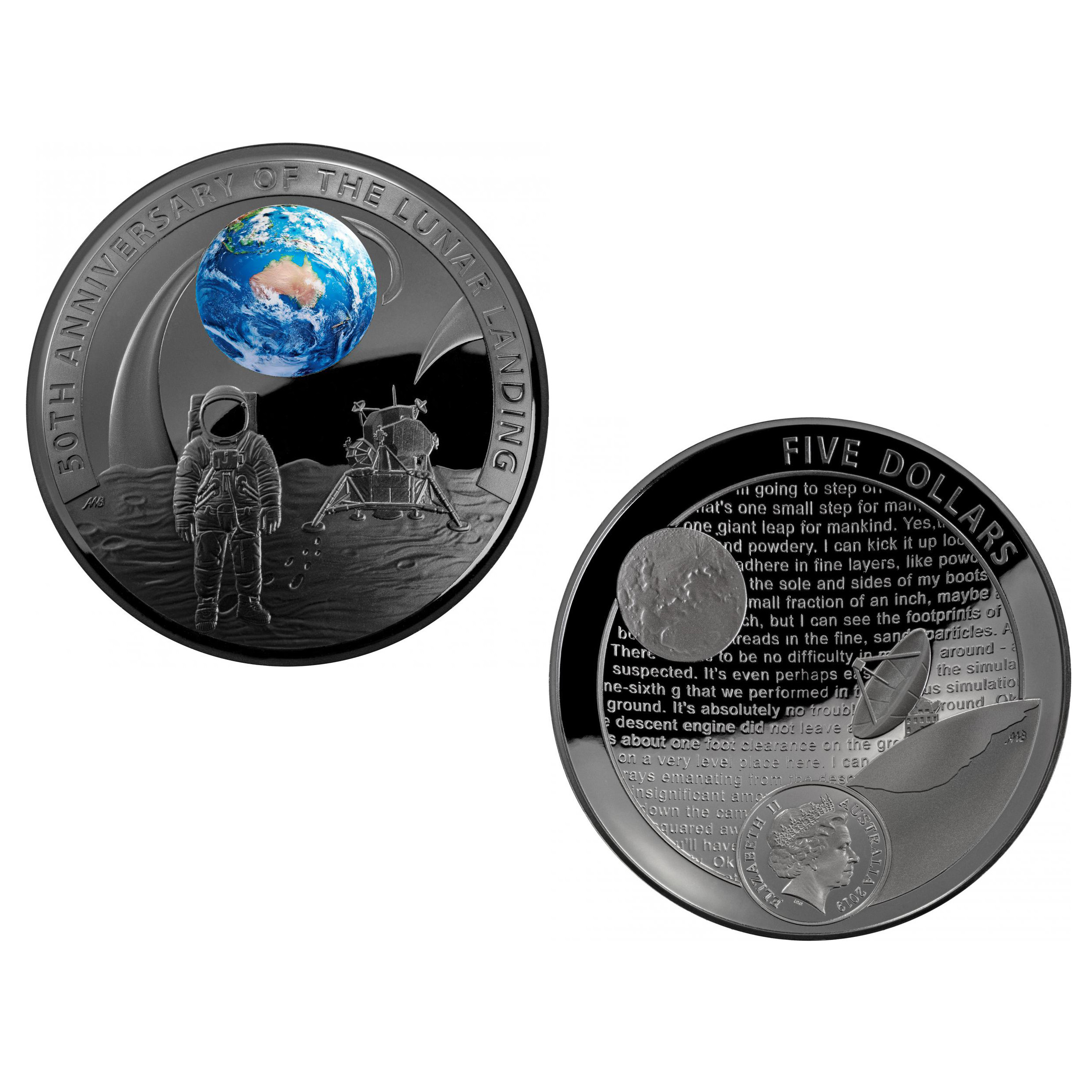 Australie - 5 Dollars - Apollo 11 - 2019 avers